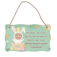 Húsvéti nyuszi saját képpel, névvel dísztábla