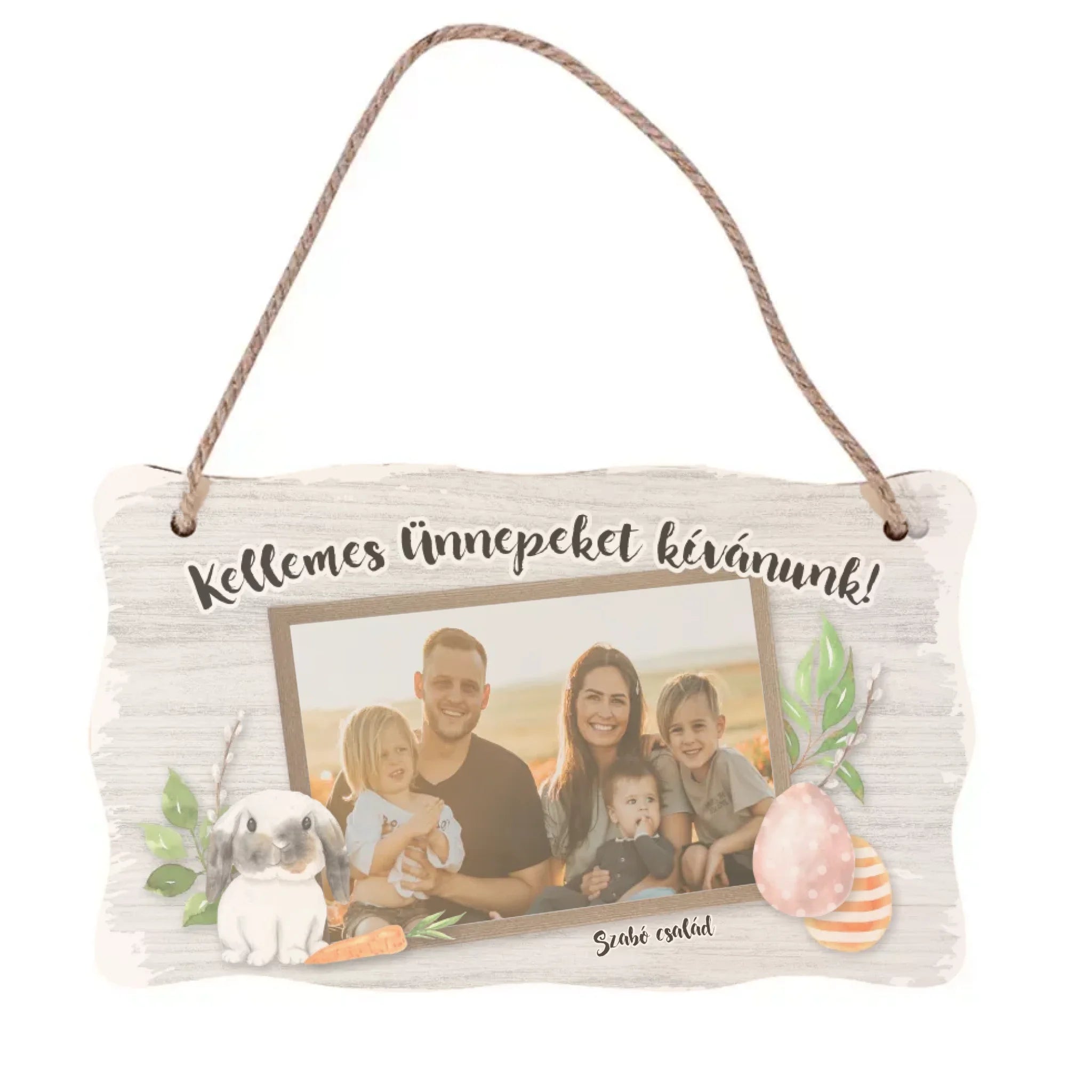 Kellemes Ünnepeket kívánunk saját fotóval, névvel dísztábla