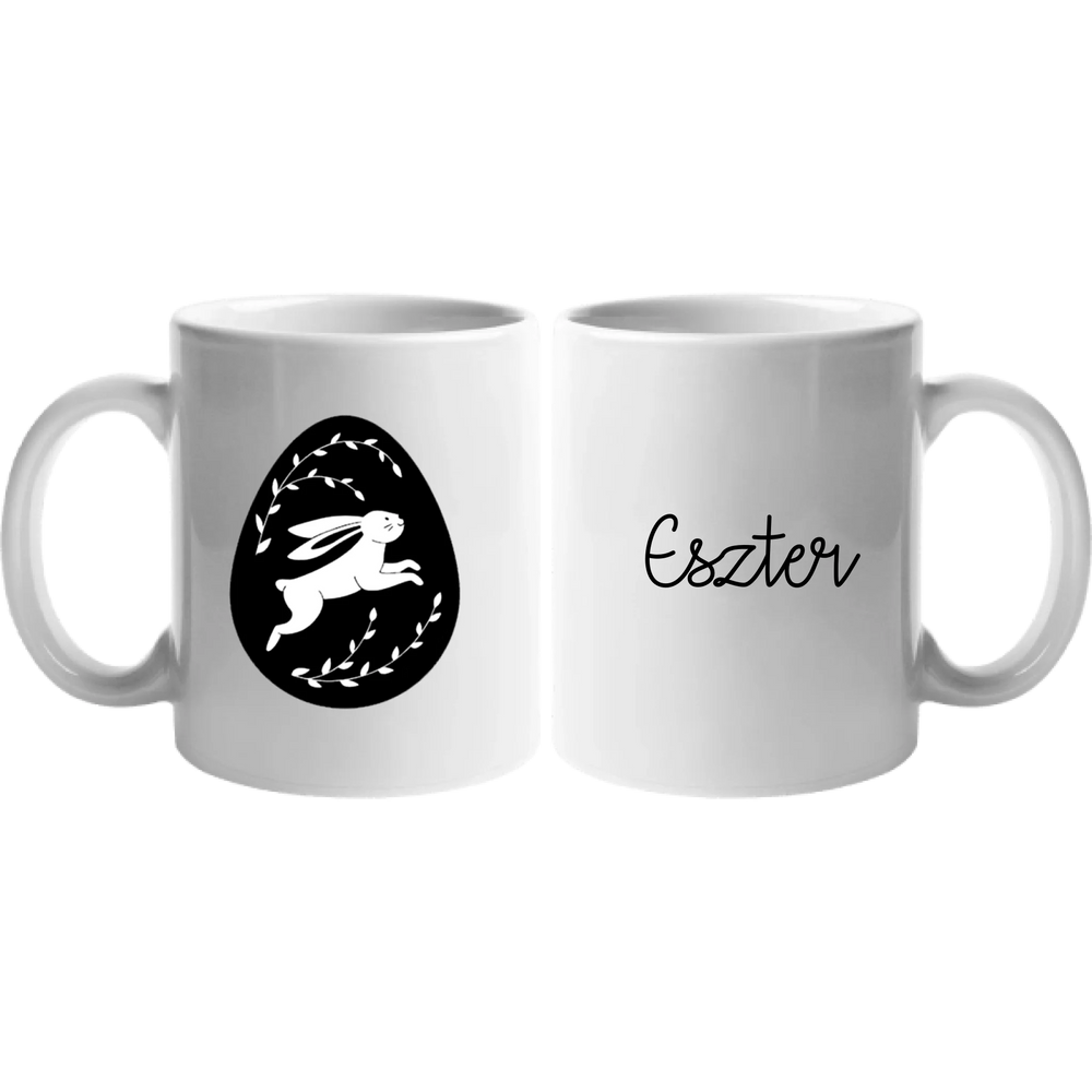 Húsvéti Nyuszitojásos ajándék bögre egyedi névvel