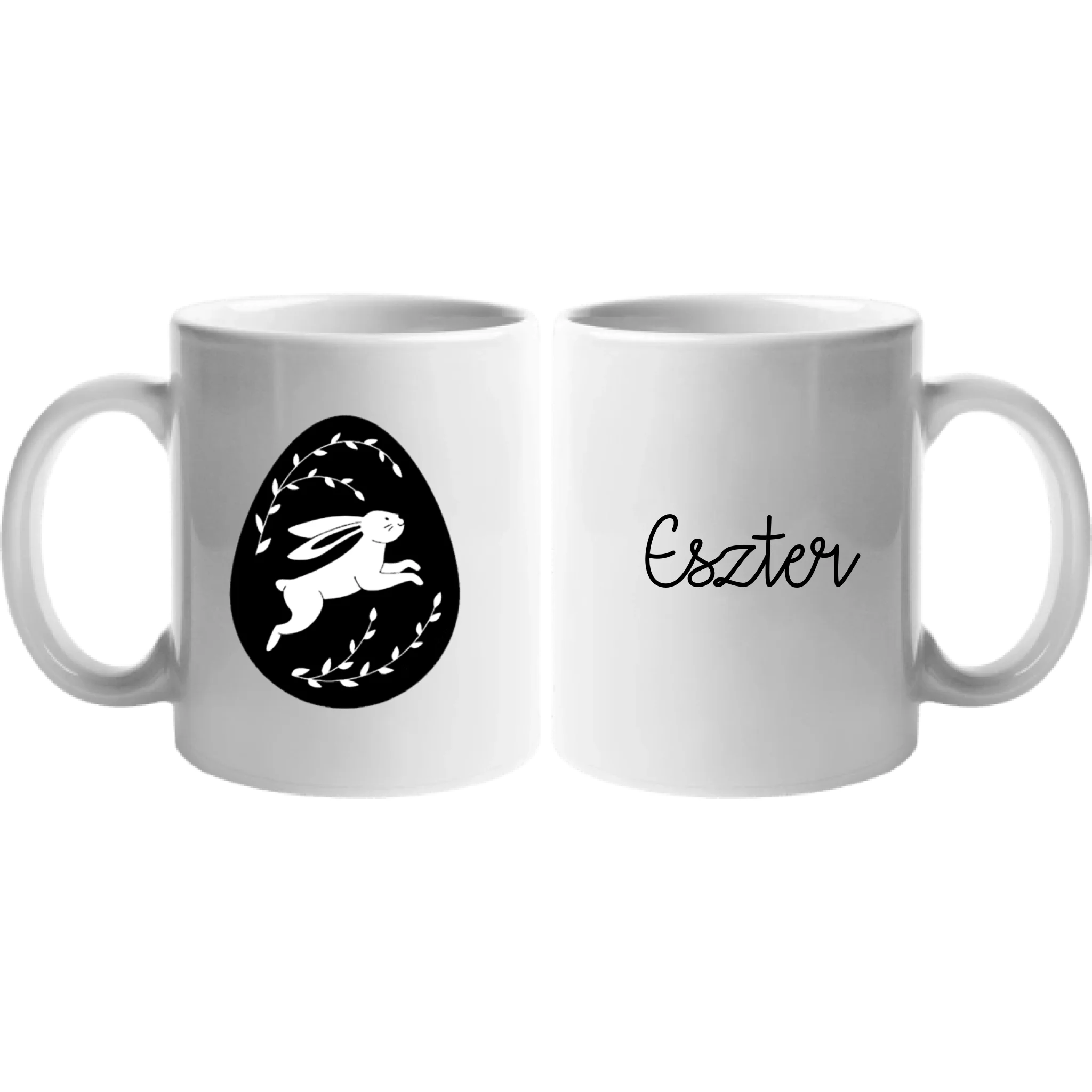 Húsvéti Nyuszitojásos ajándék bögre egyedi névvel