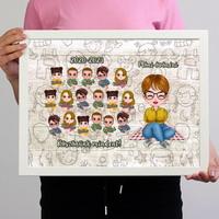 Pedagógus napi köszönőajándék - egyedi falikép keretben szerkeszthető karakterekkel