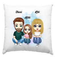 Cuki karakteres lányos család párna