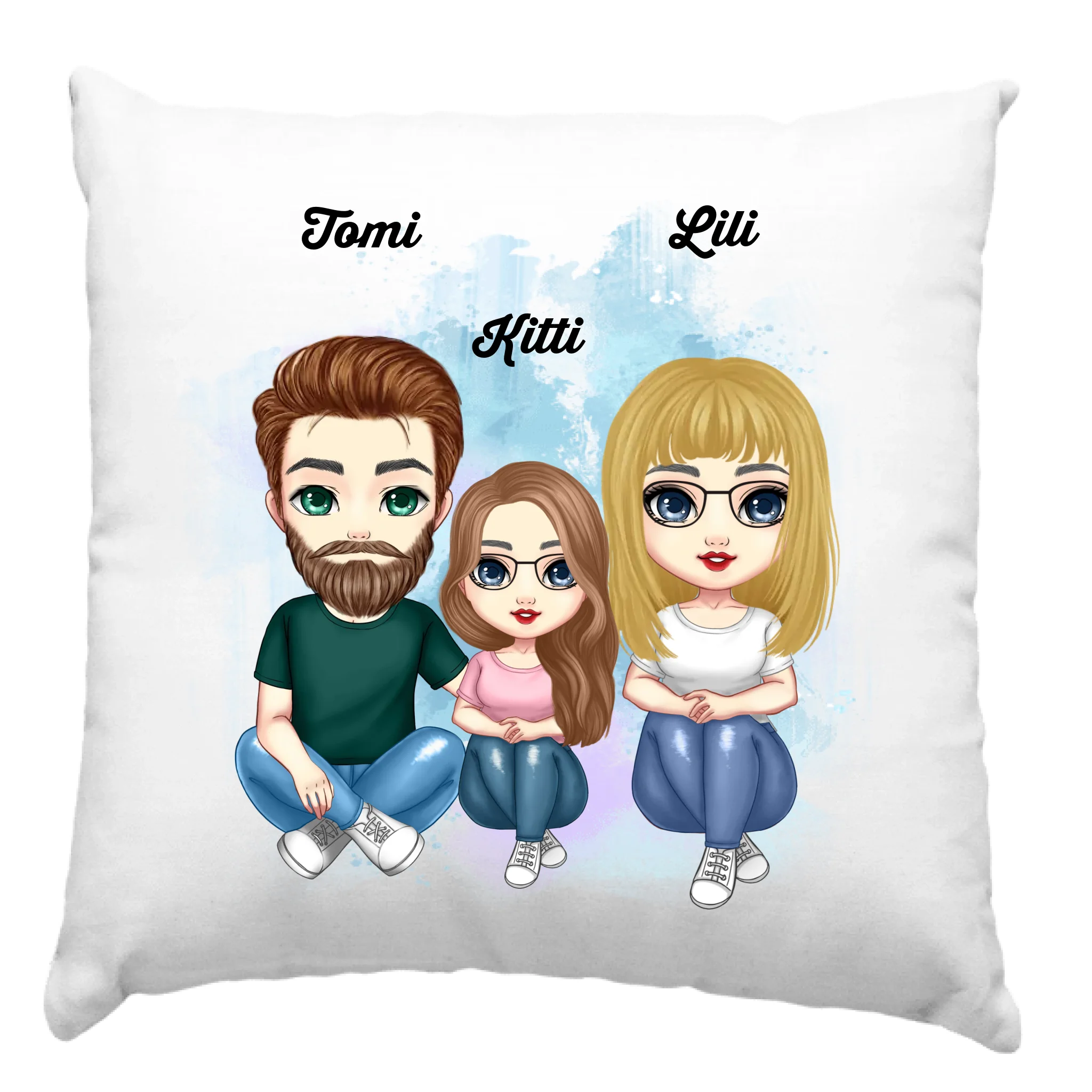 Cuki karakteres lányos család párna