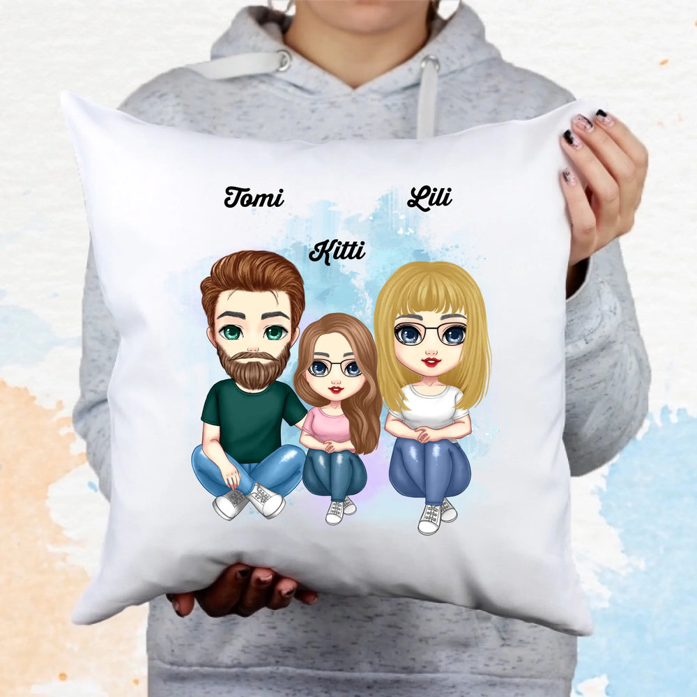 Cuki karakteres lányos család párna