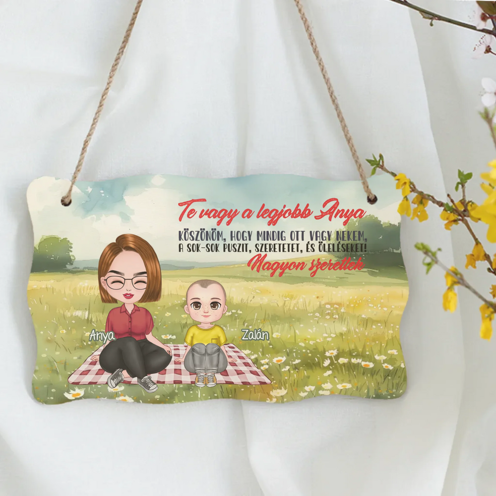 Te vagy a legjobb Anya cuki karakteres egyedi anyák napi ajándék dísztábla