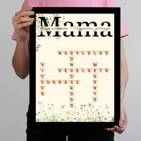 Egy csodálatos Nagymama jellemzői - Egyedi scrabble feliratos falikép Anyák napjára
