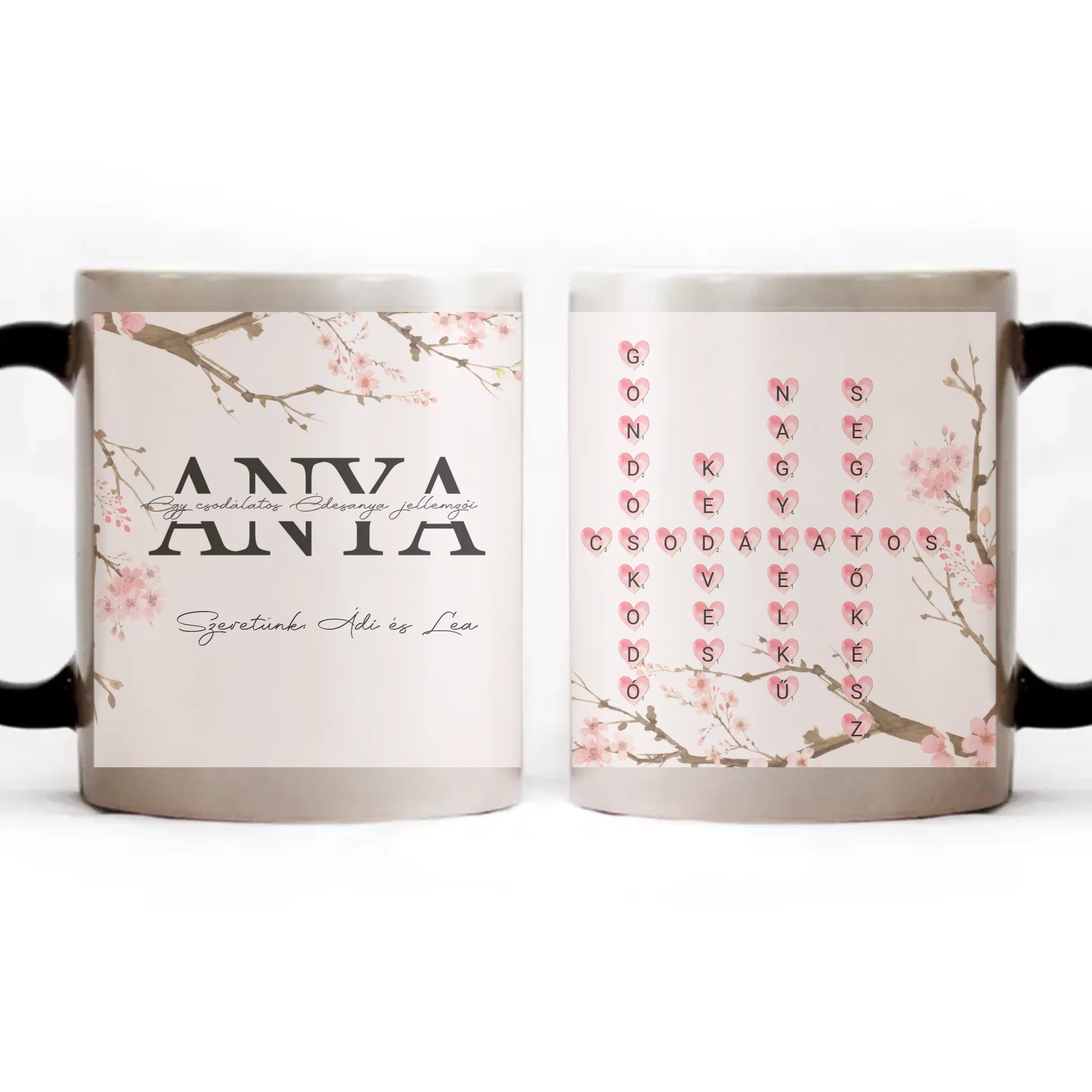 	 Egy csodálatos Édesanya jellemzői - Egyedi scrabble feliratos bögre Anyák napjára