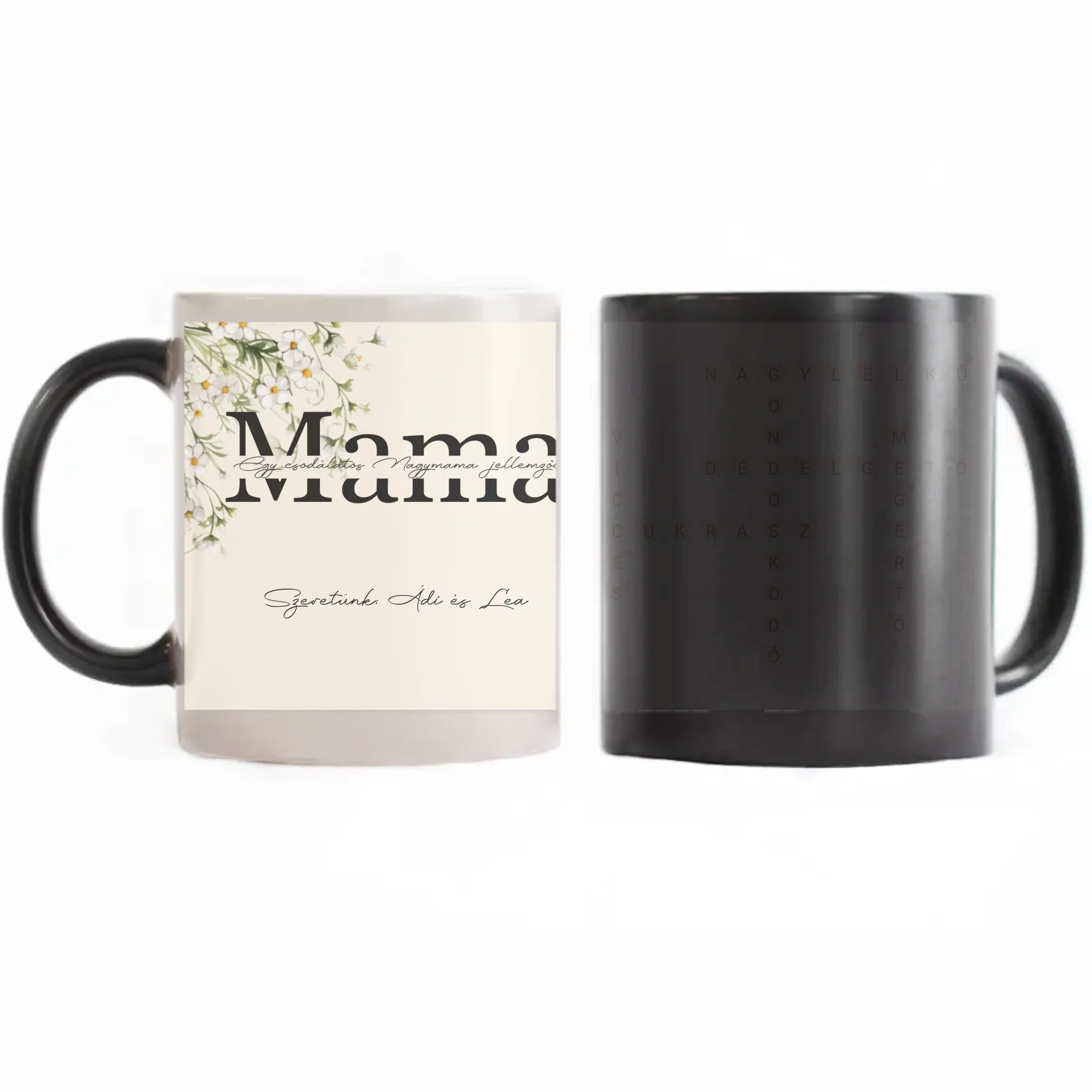 Egy csodálatos Nagymama jellemzői - Egyedi scrabble feliratos bögre Anyák napjára