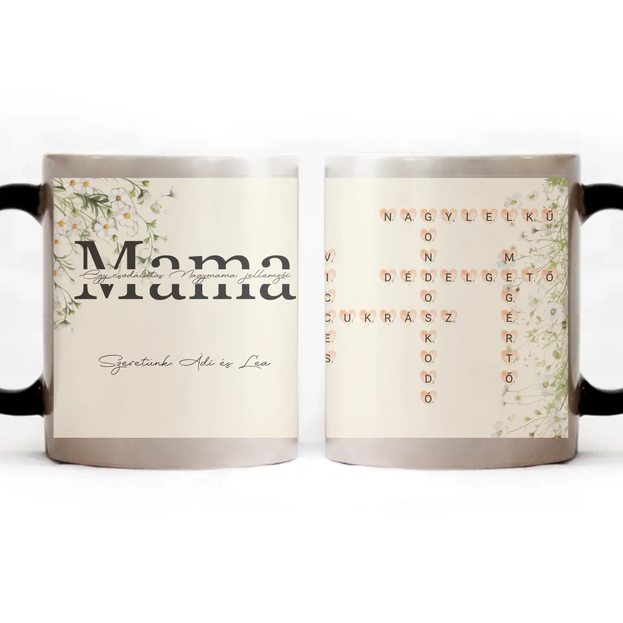 Egy csodálatos Nagymama jellemzői - Egyedi scrabble feliratos bögre Anyák napjára