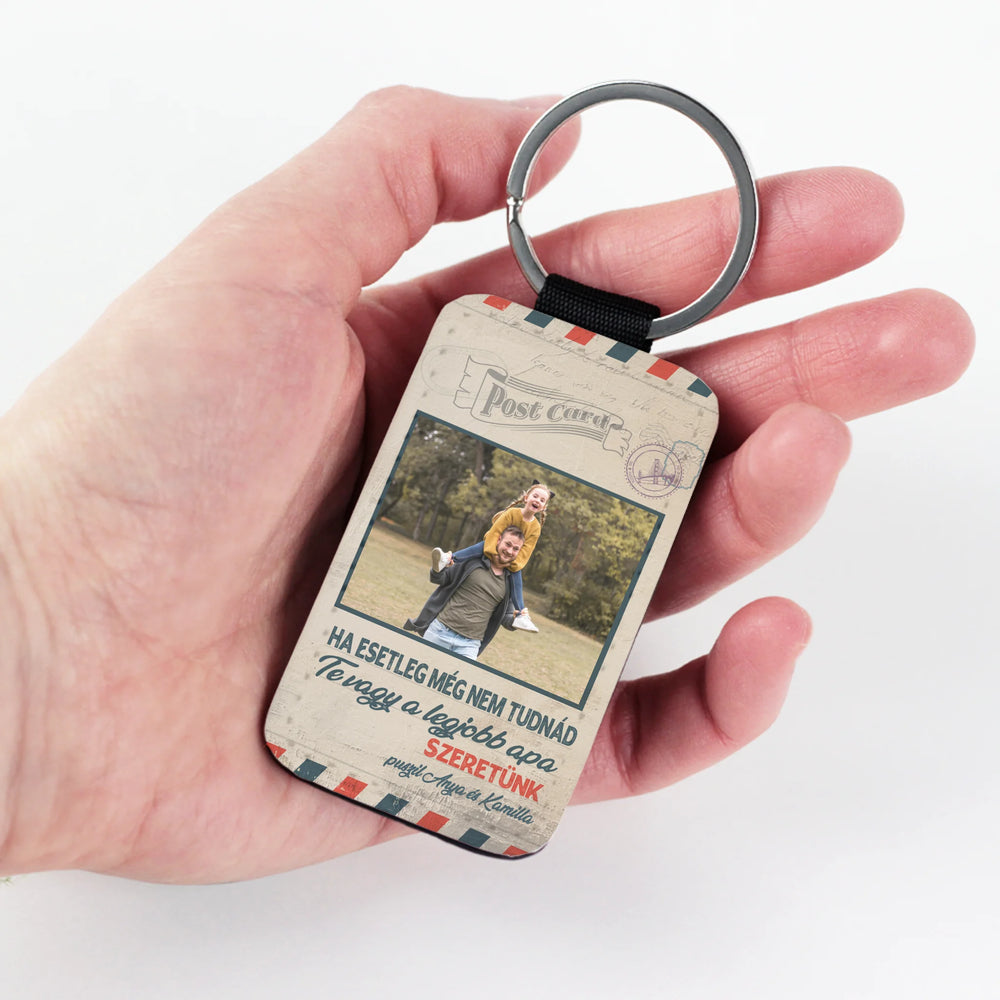 Egyedi apák napi ajándék apáknak - Te vagy a legjobb apa fényképes kulcstartó