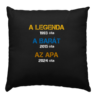 Egyedi évszámos ajándék apáknak A legenda, a barát, az apa fekete párna
