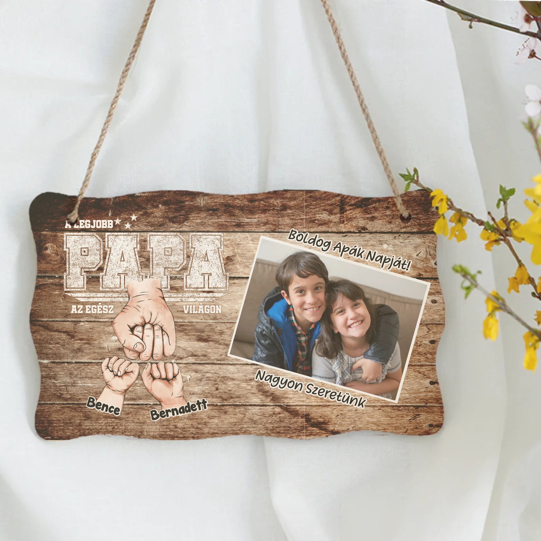 Ajándék Apáknak - Személyre szabható A legjobb Papa fali dekor tábla