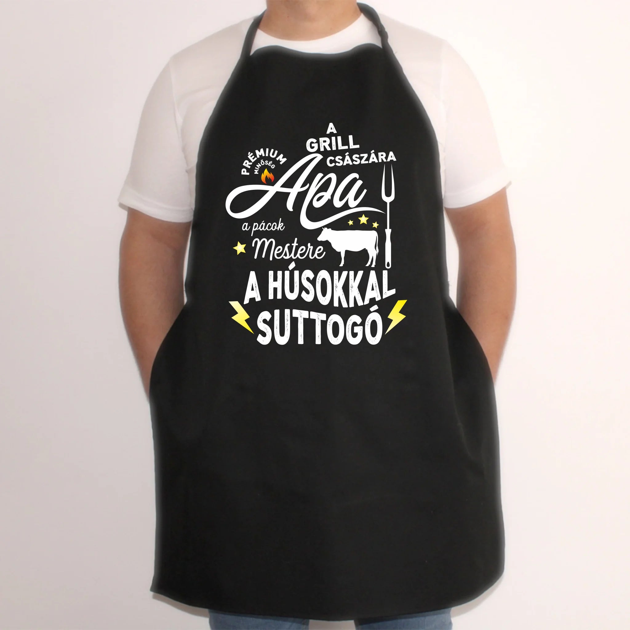 Apa a grill császára fekete kötény