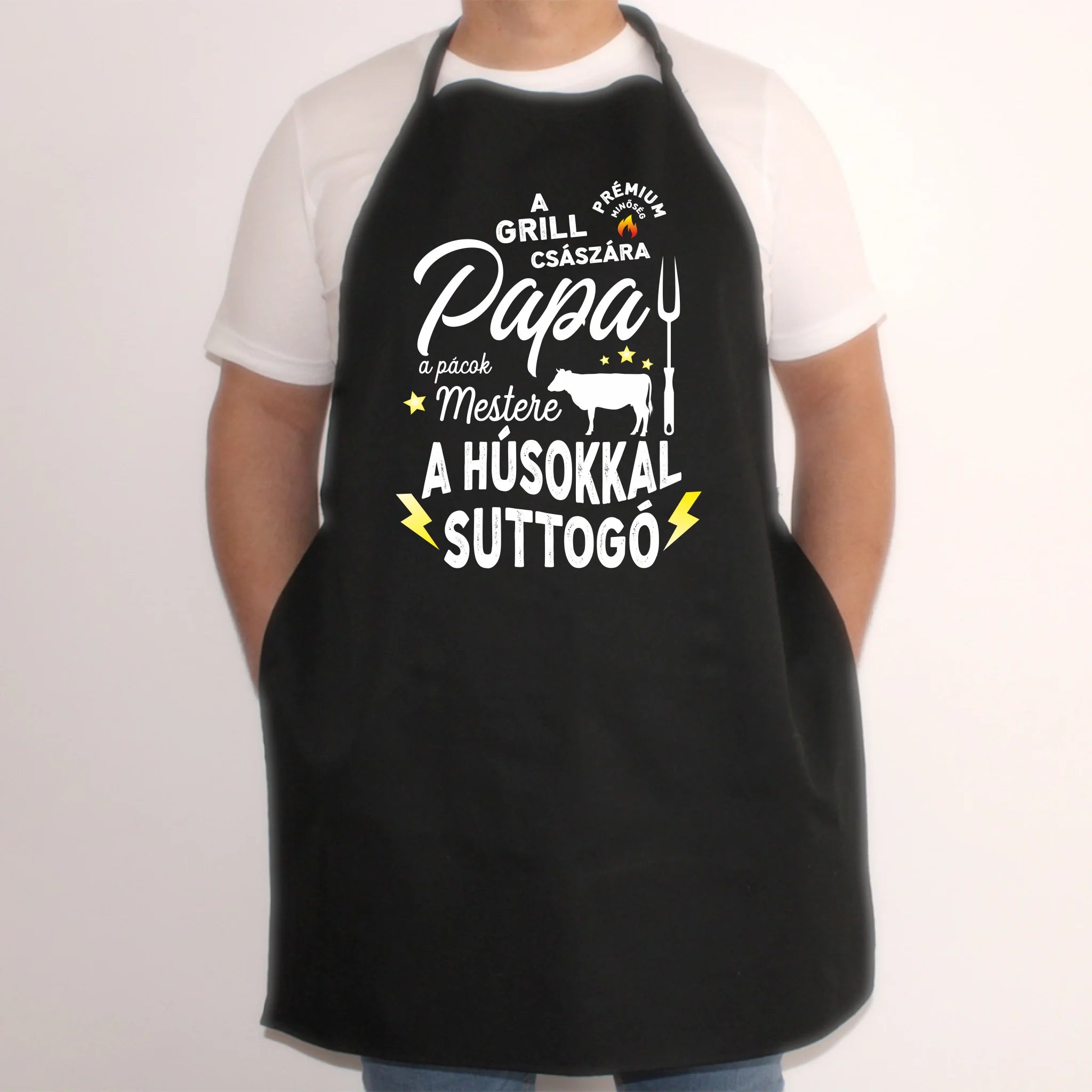 Papa a grill császára fekete kötény