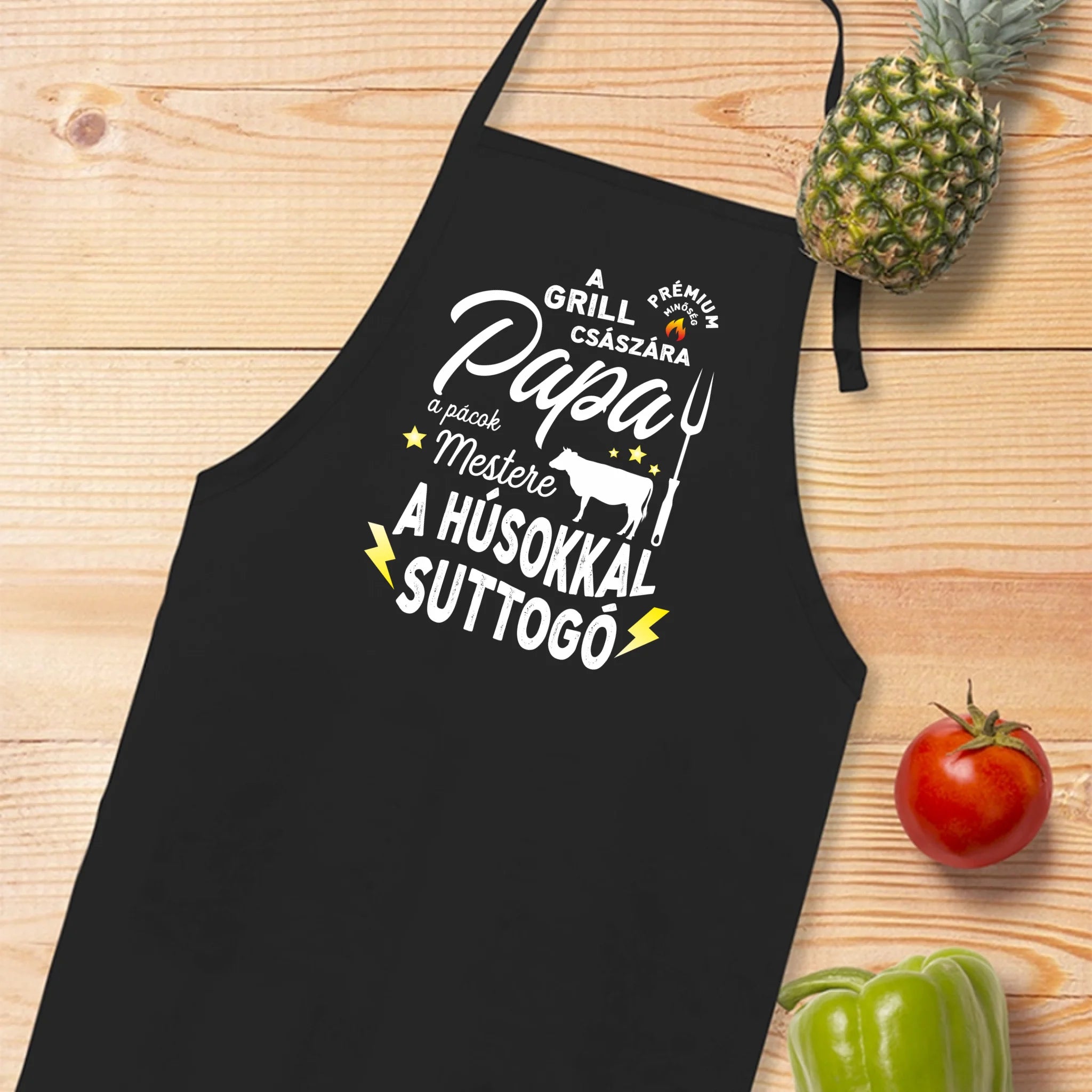 Papa a grill császára fekete kötény