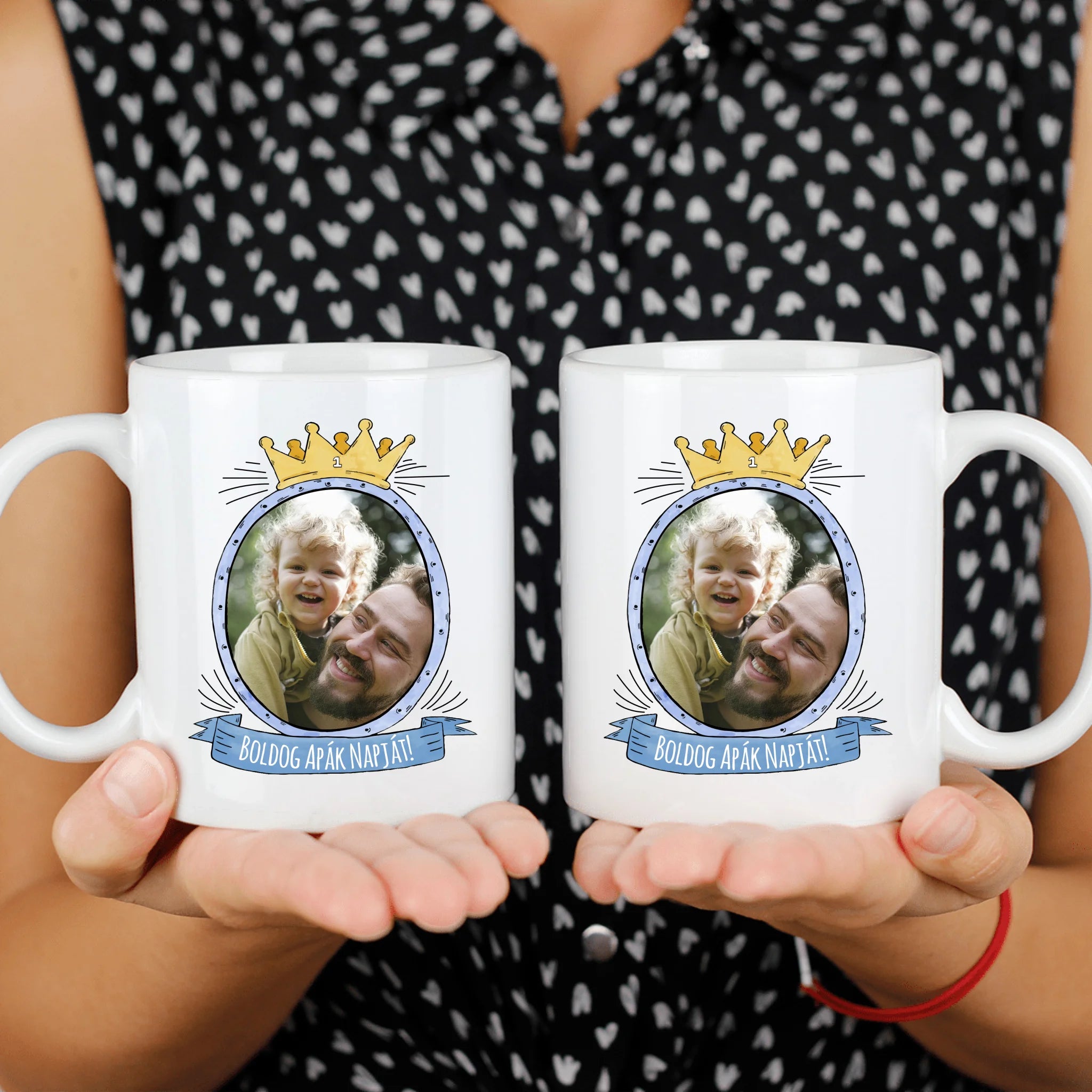 Boldog apák napját egyedi képes bögre