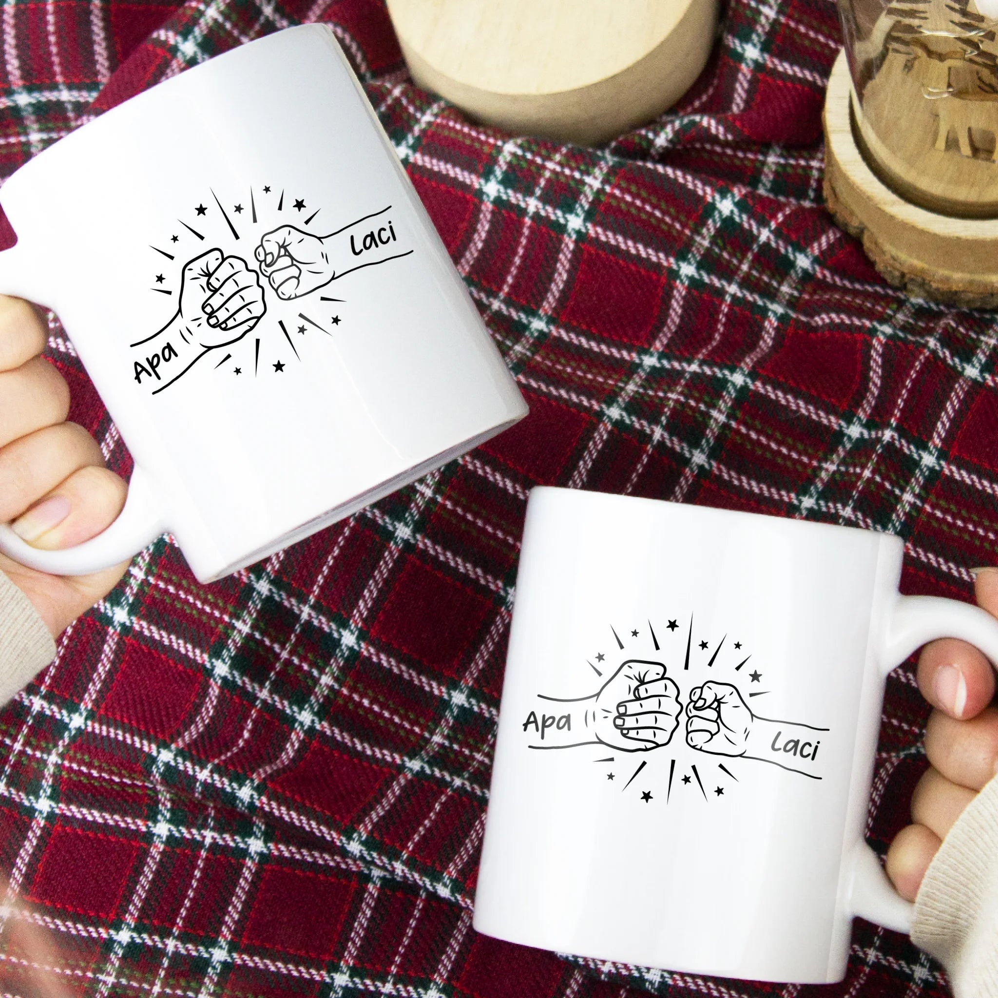 Egyedi neves ajándék bögre apáknak kezes mintával