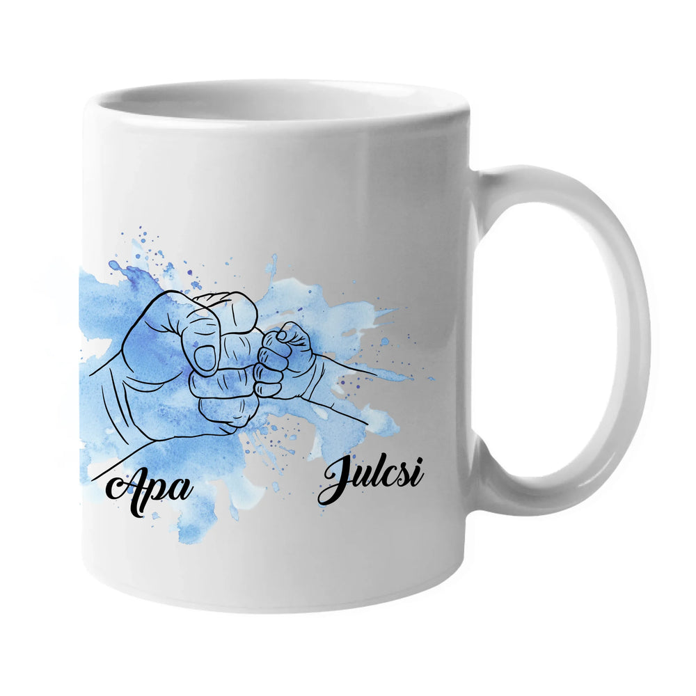 Egyedi neves ajándék bögre apáknak kezes mintával