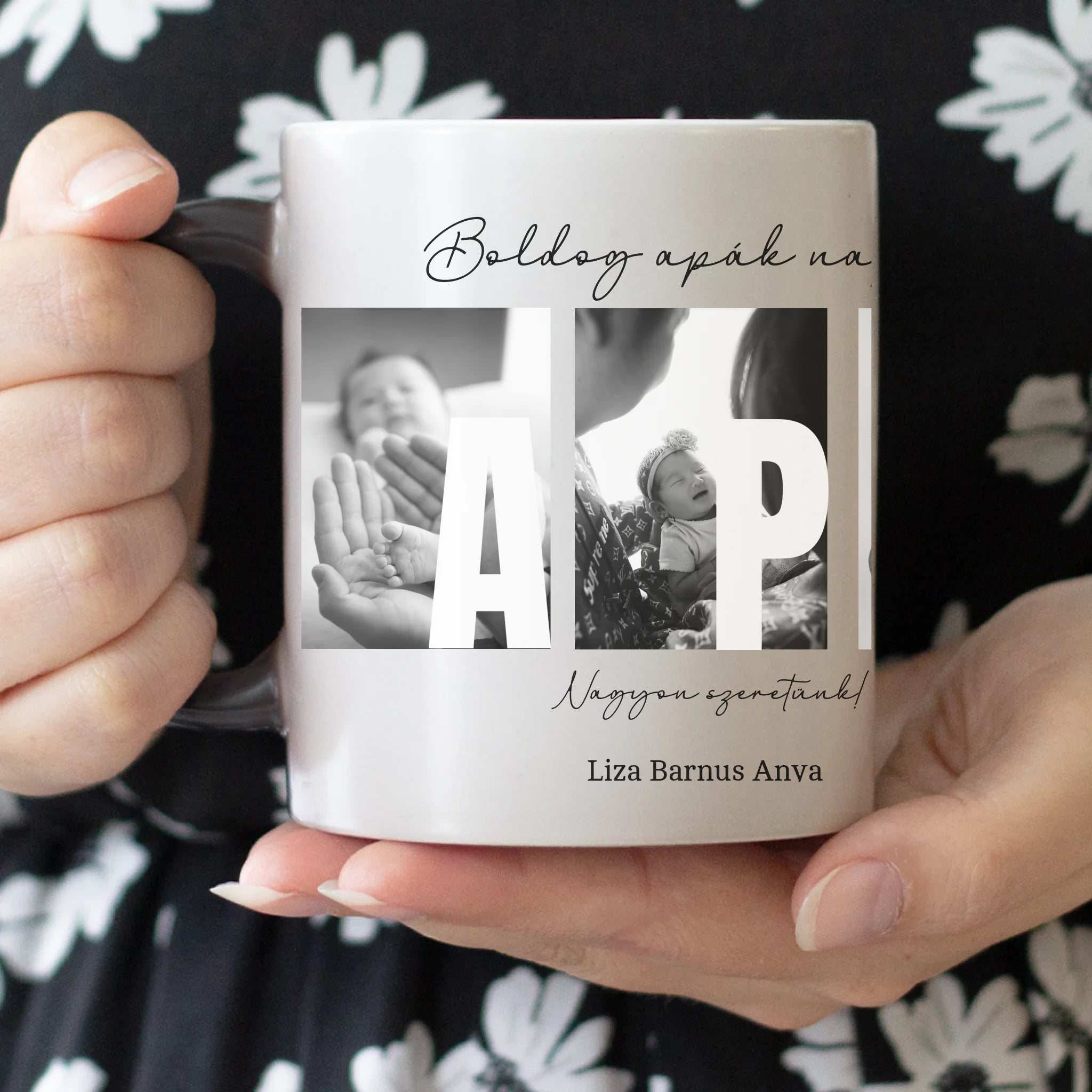 Ajándék Apáknak - Egyedi képes Apa szeretünk bögre