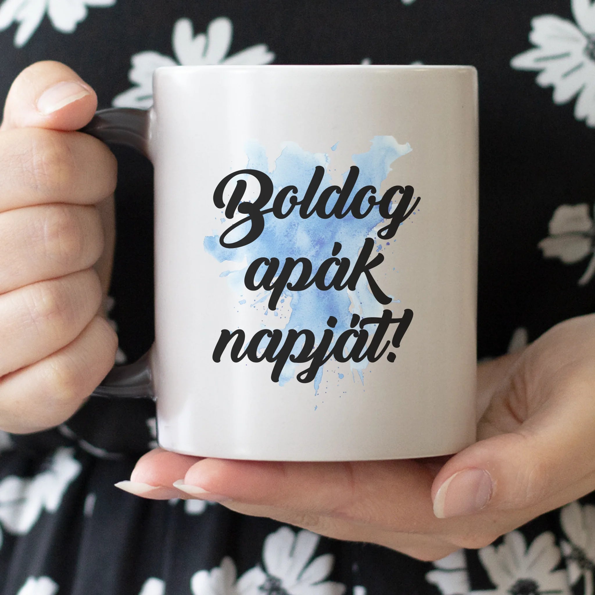 Ajándék Apáknak - egyedi neves bögre apáknak kezes mintával