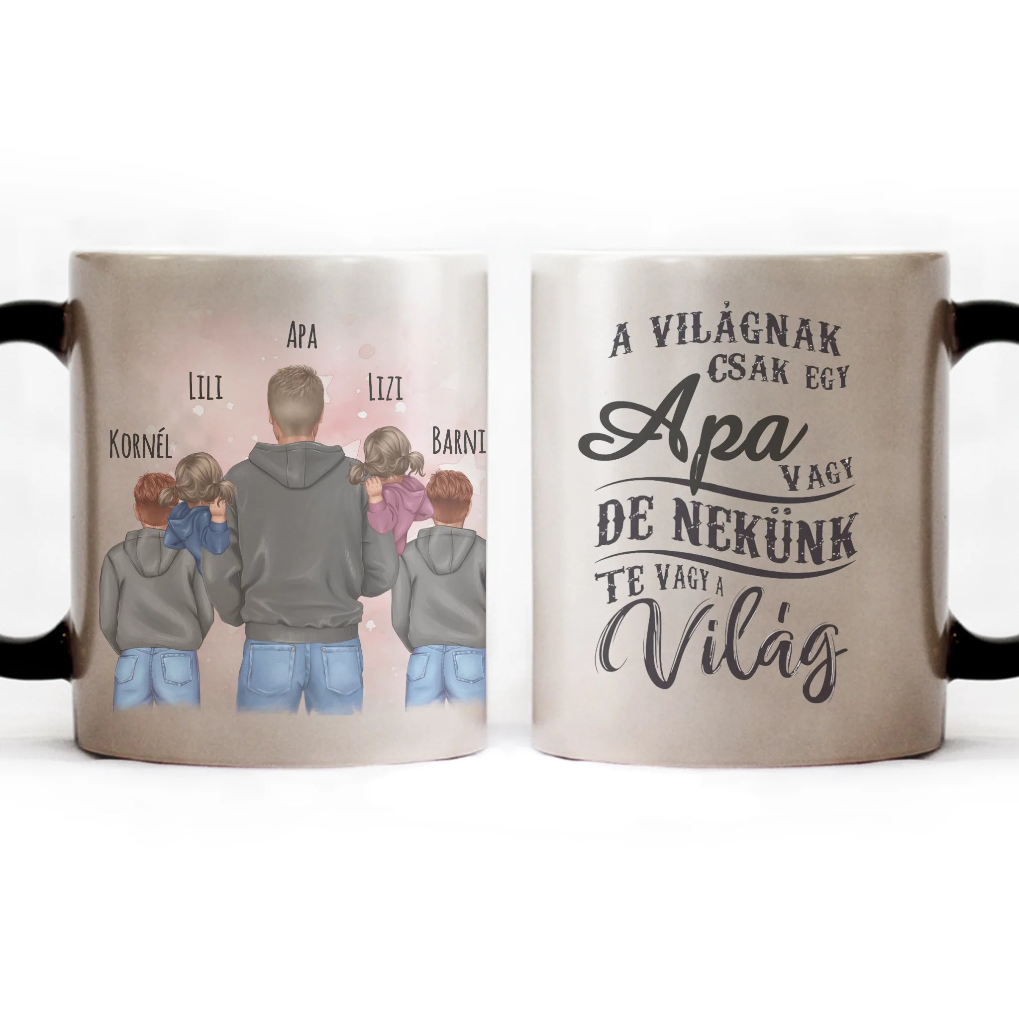Ajándék Apáknak - Apa a mi hősünk szerkeszthető karakteres egyedi bögre