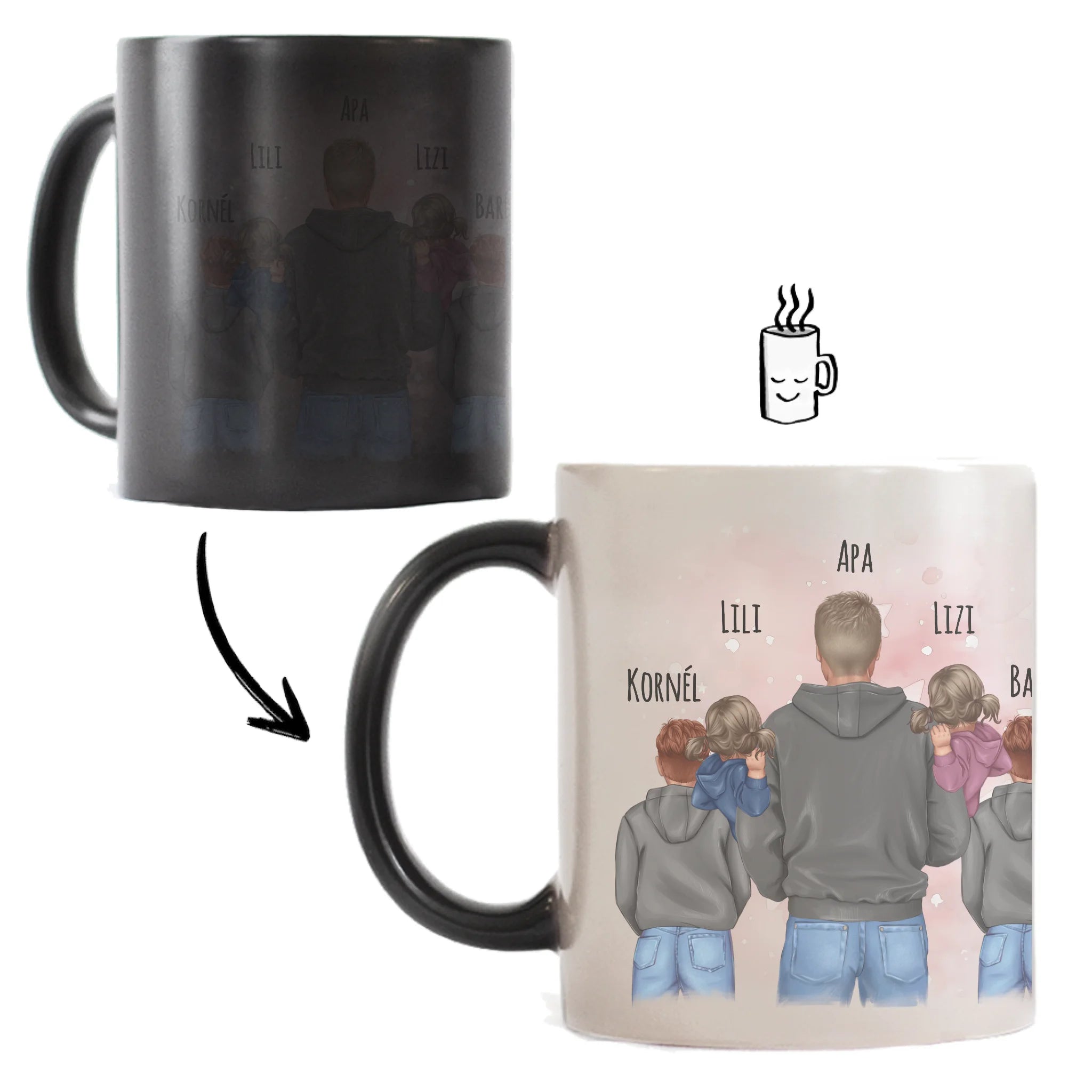 Ajándék Apáknak - Apa a mi hősünk szerkeszthető karakteres egyedi bögre