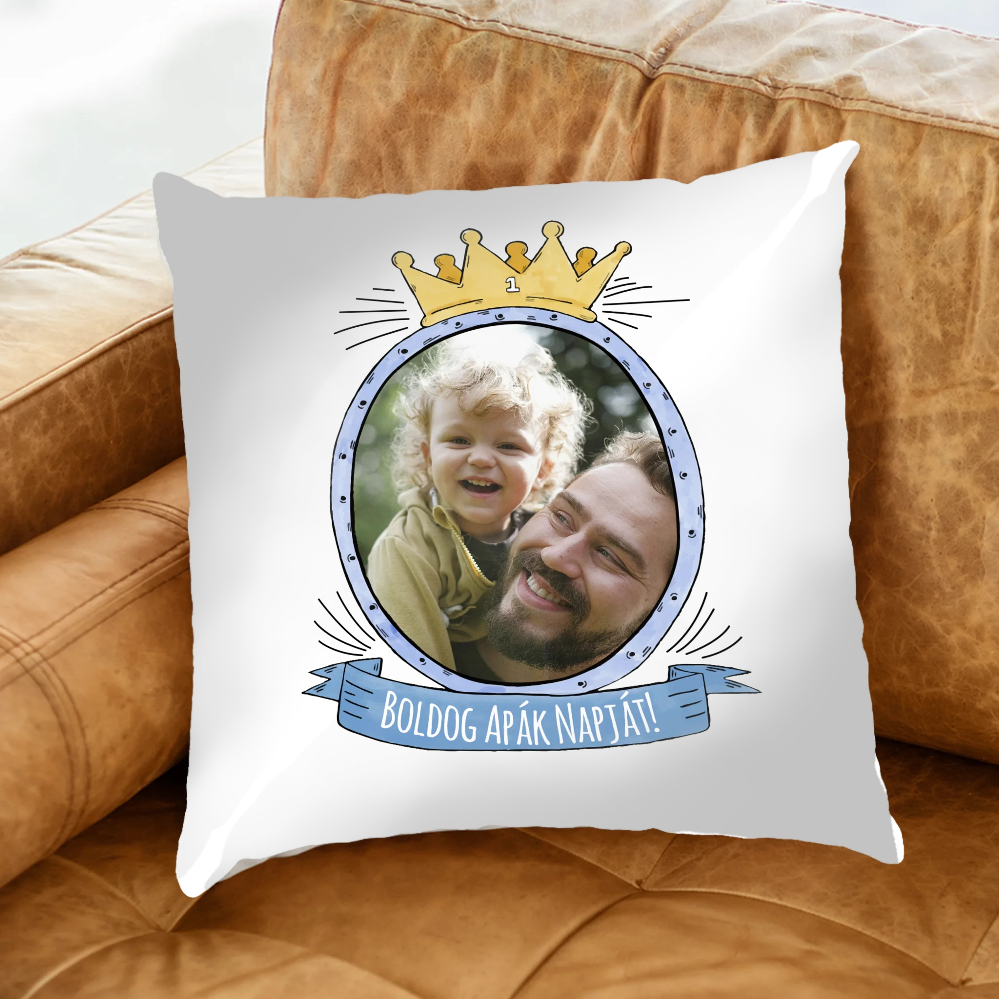 Boldog apák napját egyedi képes párna