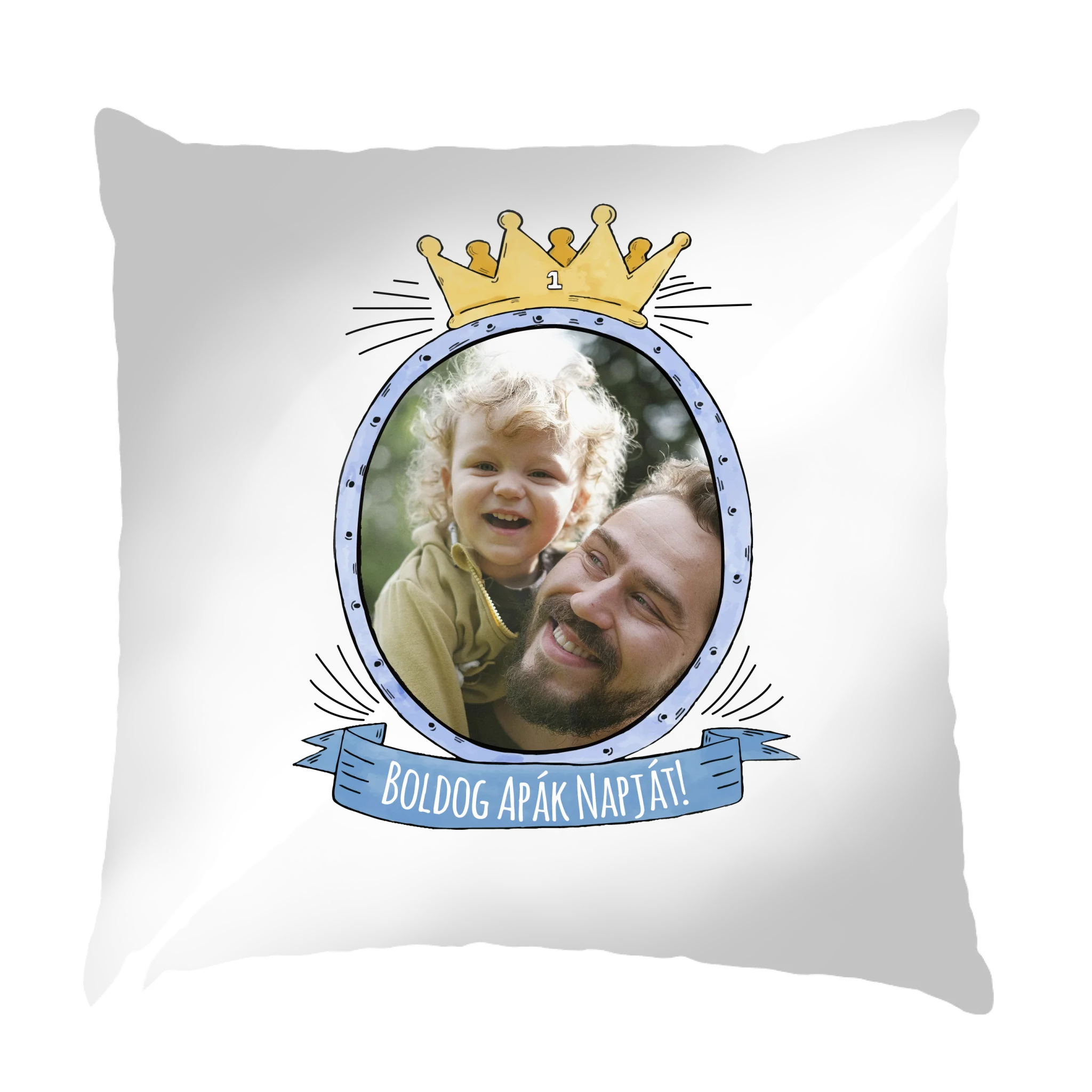Boldog apák napját egyedi képes párna