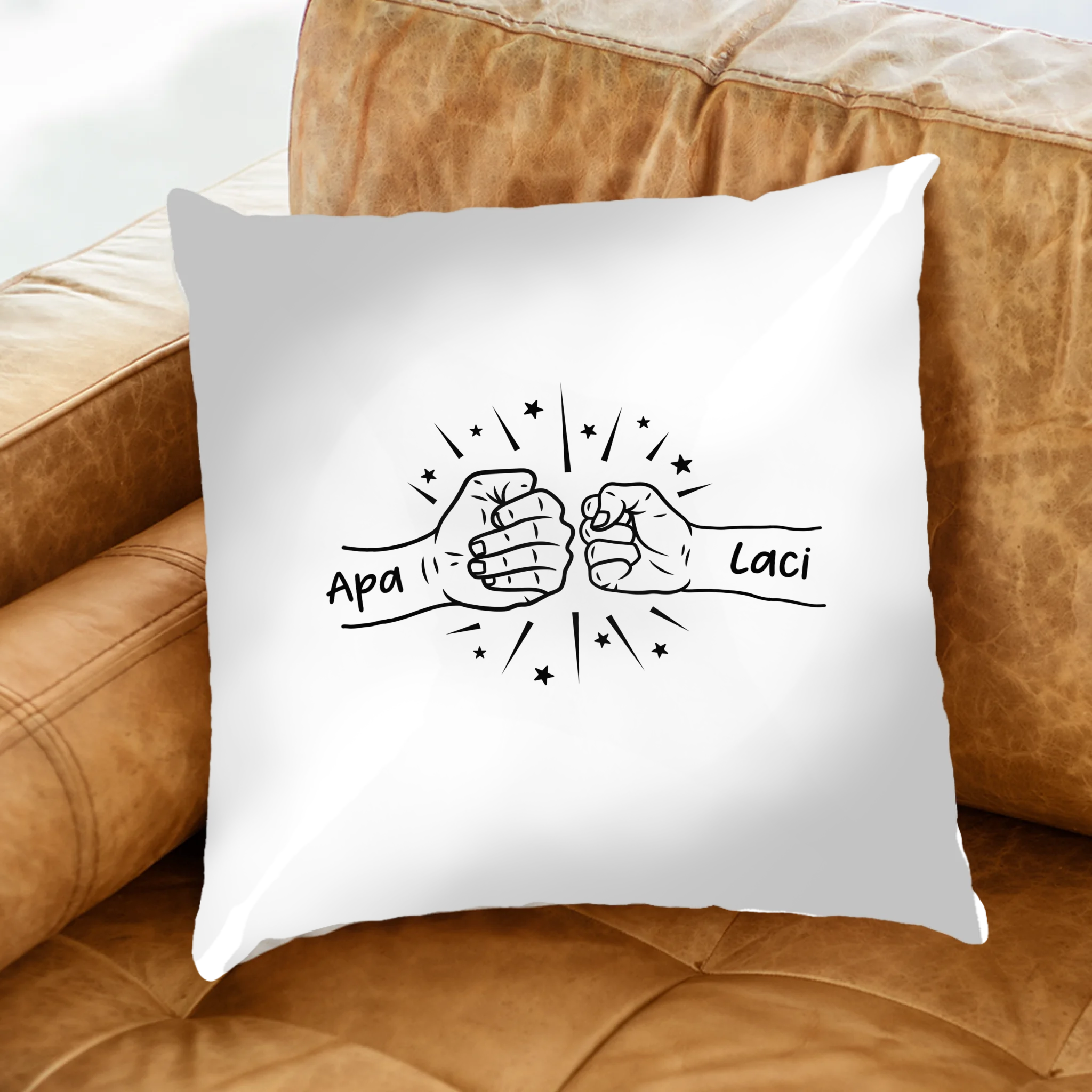 Egyedi neves ajándék párna apáknak kezes mintával