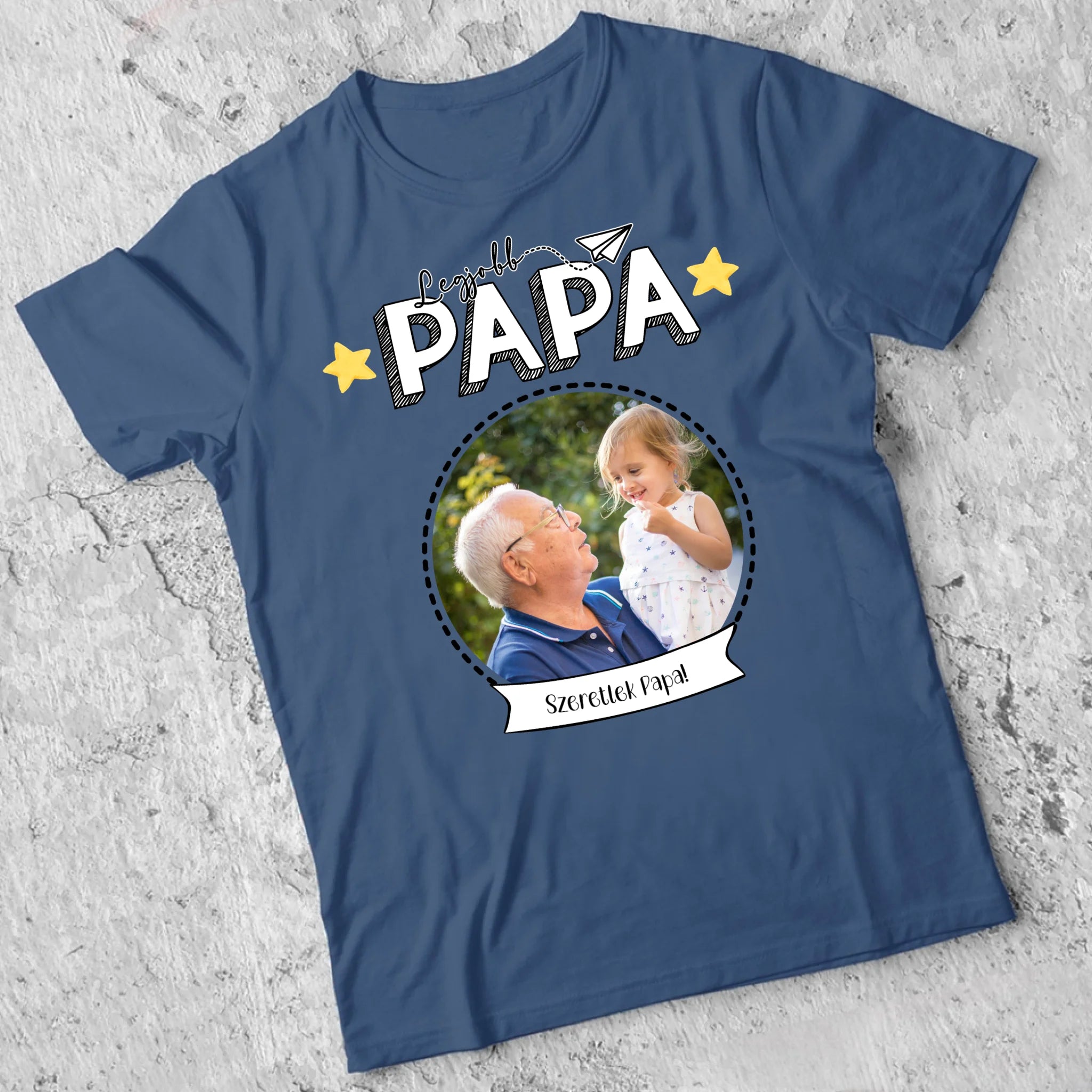 Legjobb Papa póló - Egyedi fényképes, szerkeszthető feliratos póló