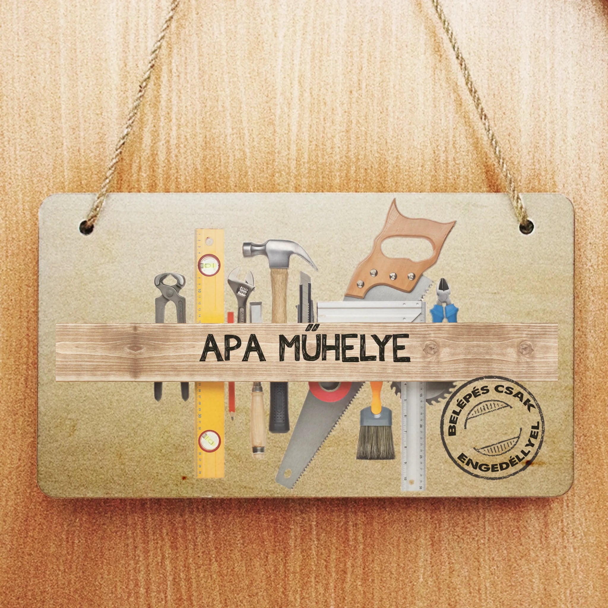 Apa műhelye apák napi tábla dísz
