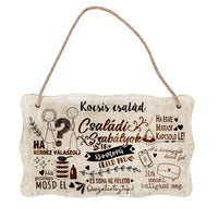 Családi szabályok ajtódísz fali dekor tábla egyedi névvel