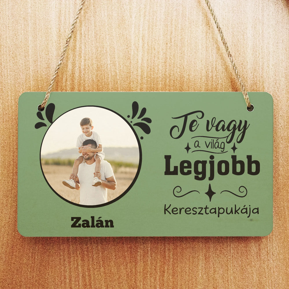 Szerkeszthető feliratos egyedi képes ajándék dísztábla Apák napjára