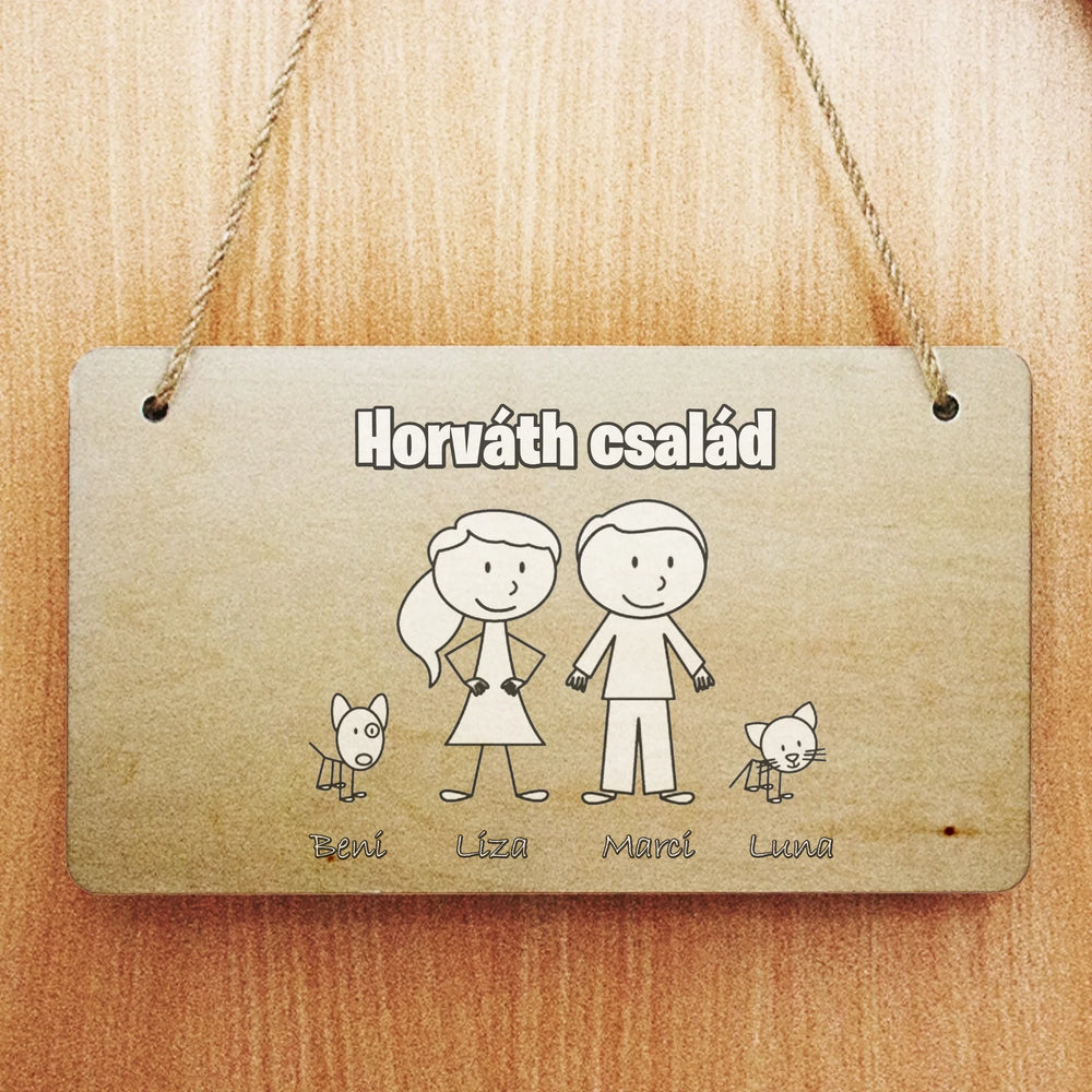 Egyedi családos ajtódísz