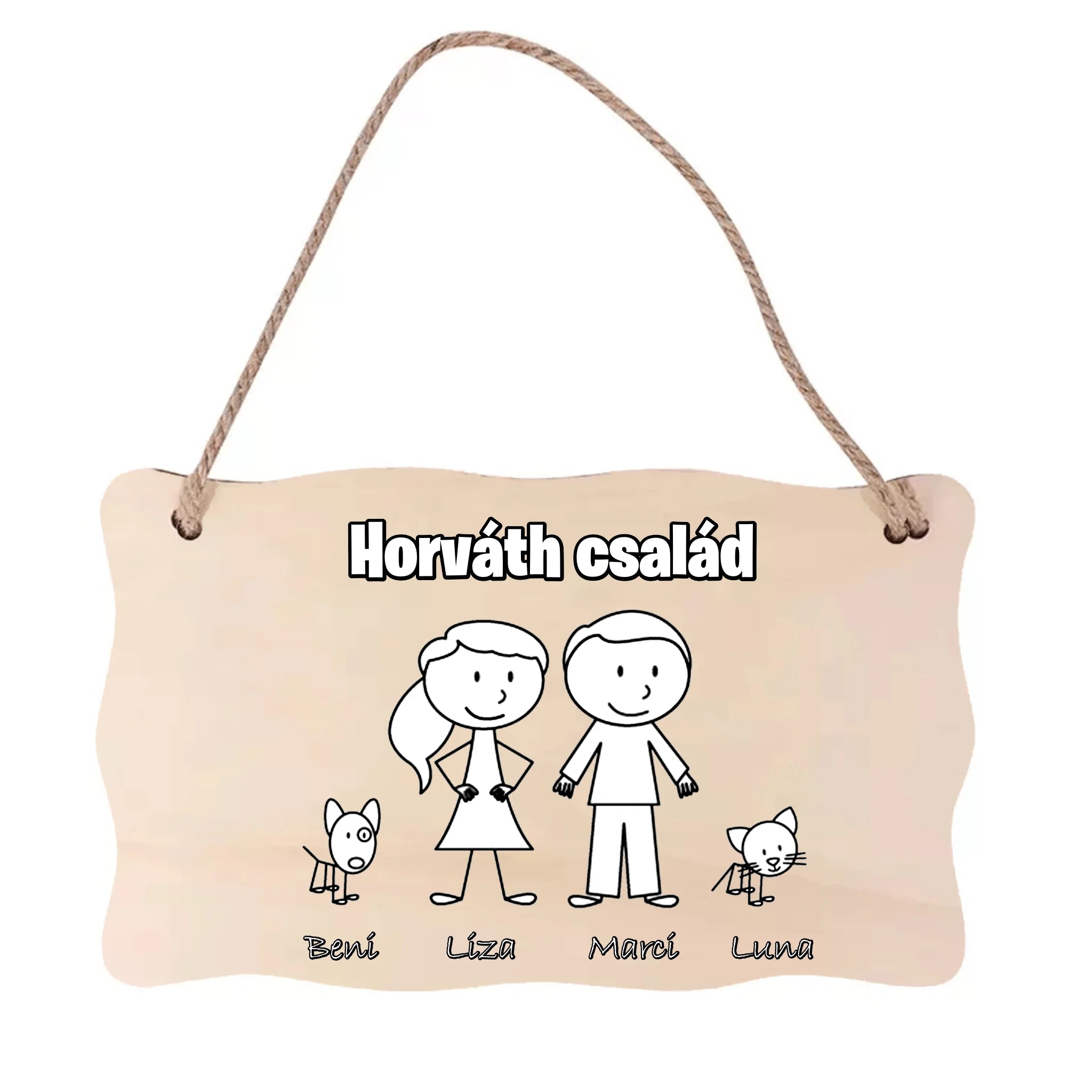 Egyedi családos ajtódísz