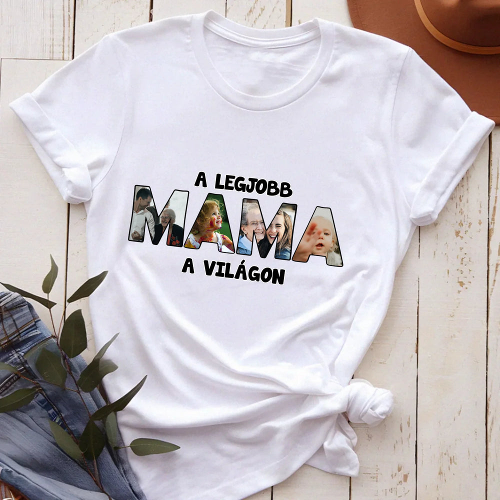 Mama formájú egyedi fényképes póló
