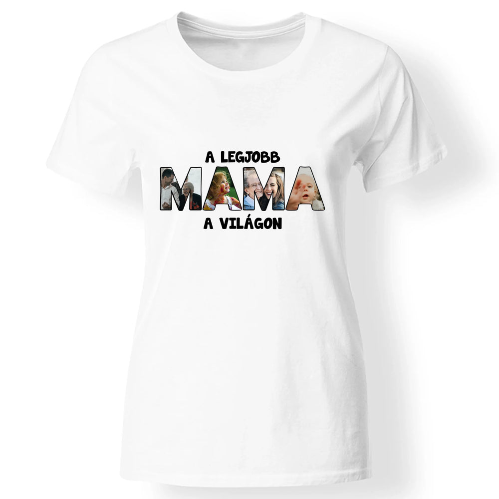 Mama formájú egyedi fényképes póló