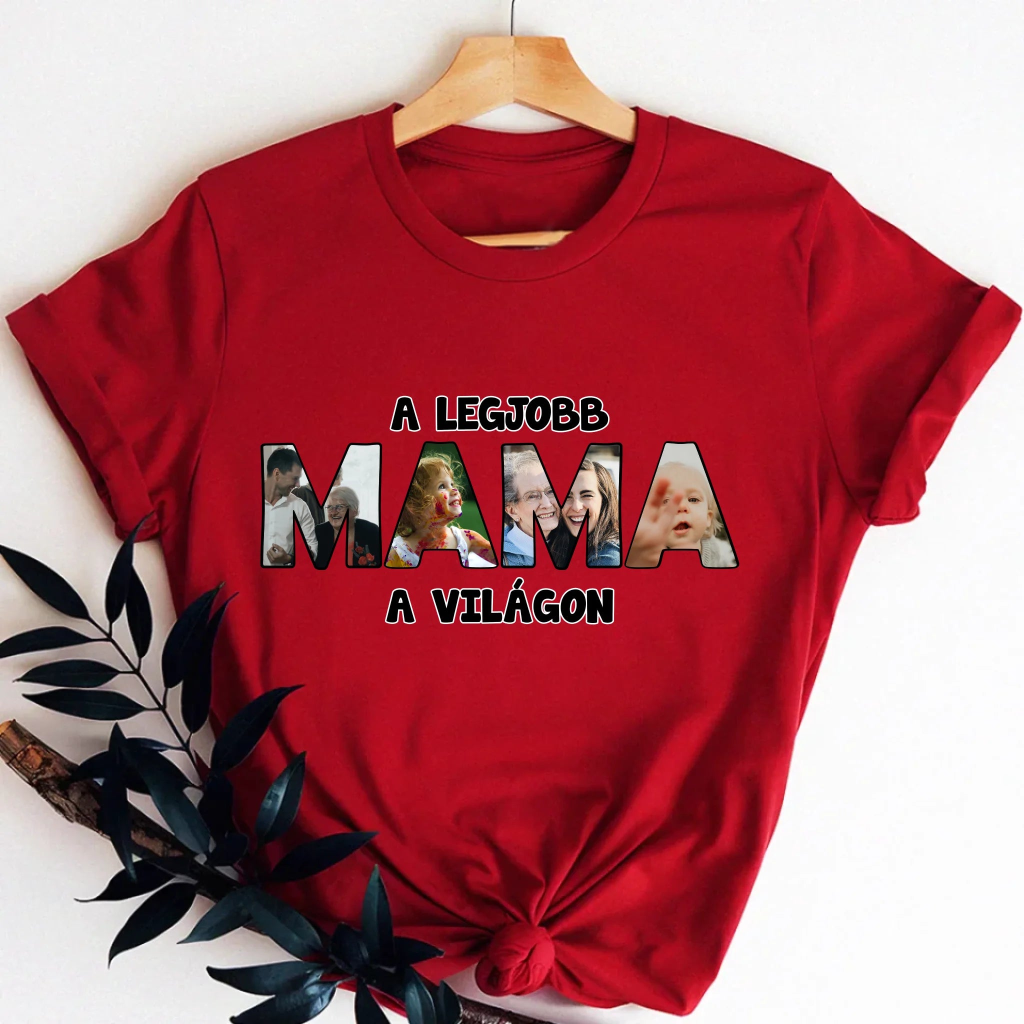 Mama formájú egyedi fényképes női póló