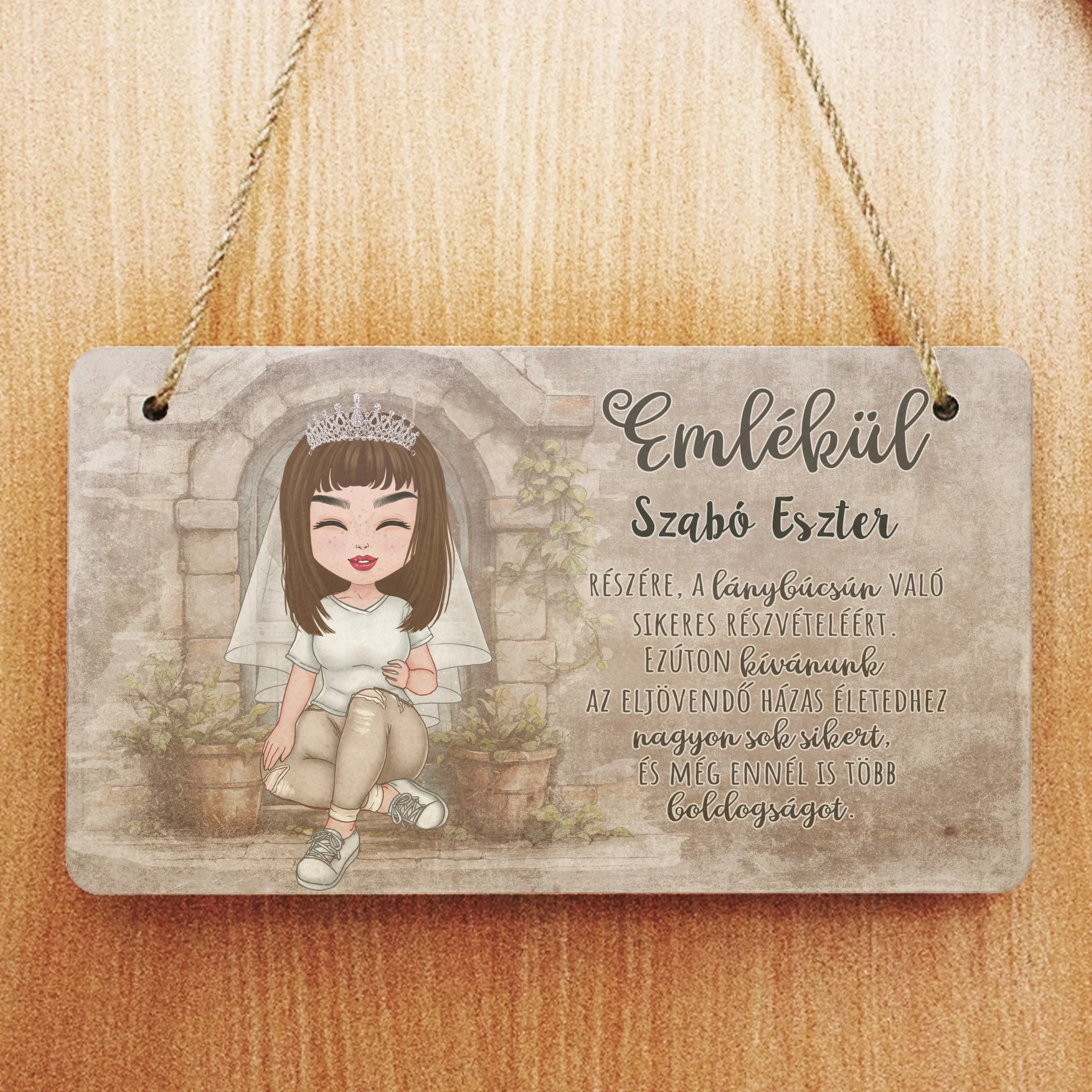 Egyedi emlék fali dekor tábla lánybúcsúra
