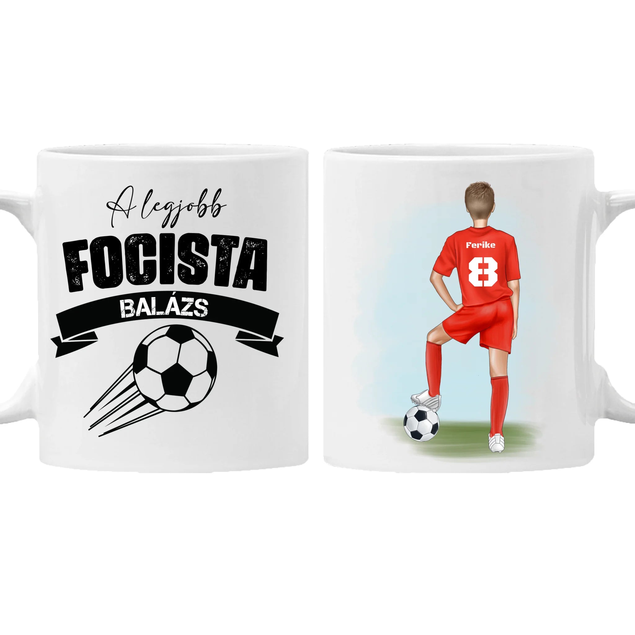Személyre szabható focis bögre fiúknak