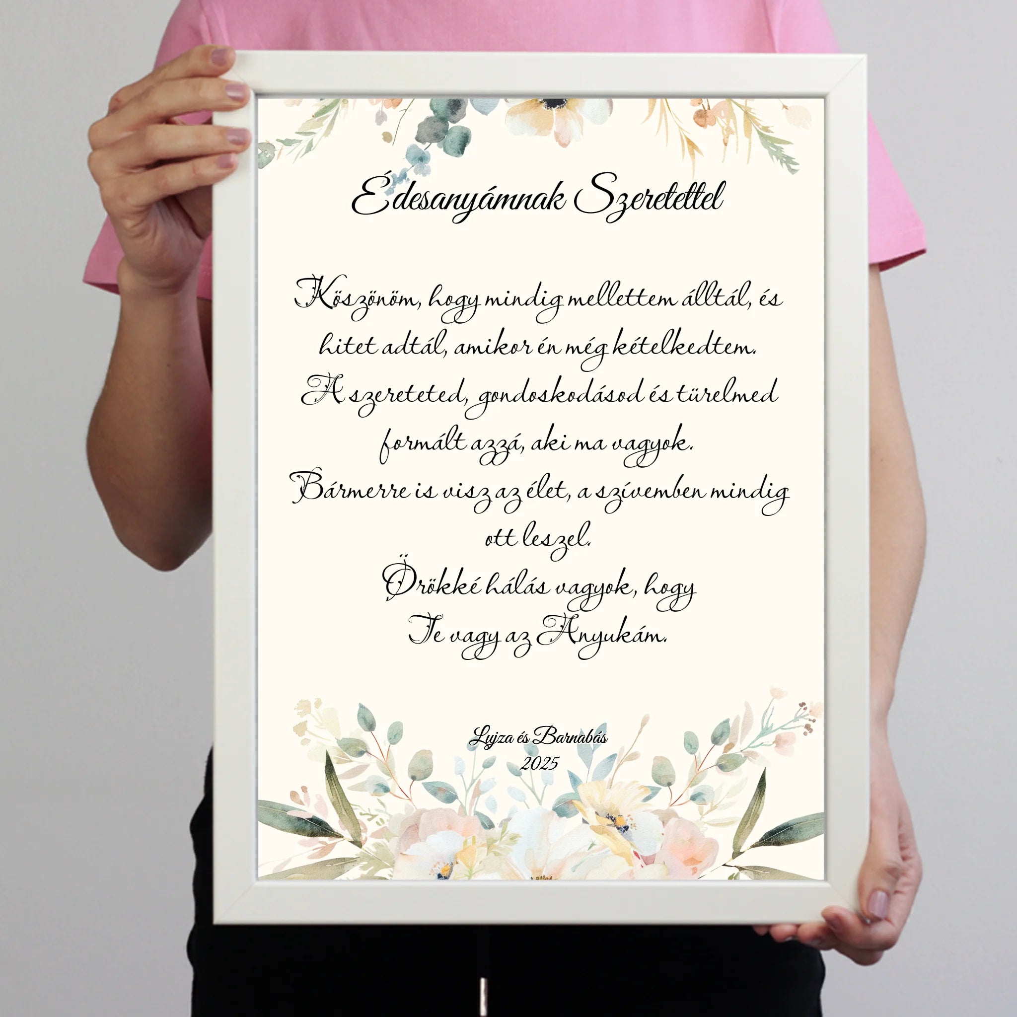 Édesanyámnak Szeretettel falikép - egyedi feliratos esküvői köszönőajándék Anyukáknak