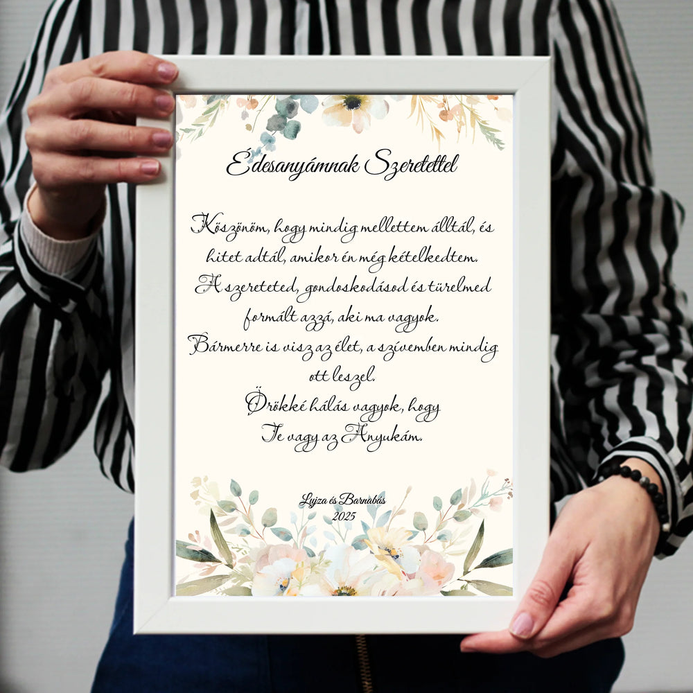 Édesanyámnak Szeretettel falikép - egyedi feliratos esküvői köszönőajándék Anyukáknak