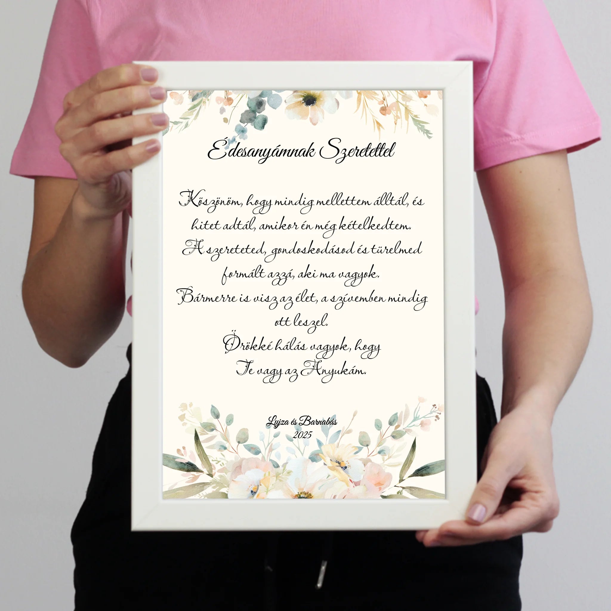 Édesanyámnak Szeretettel falikép - egyedi feliratos esküvői köszönőajándék Anyukáknak