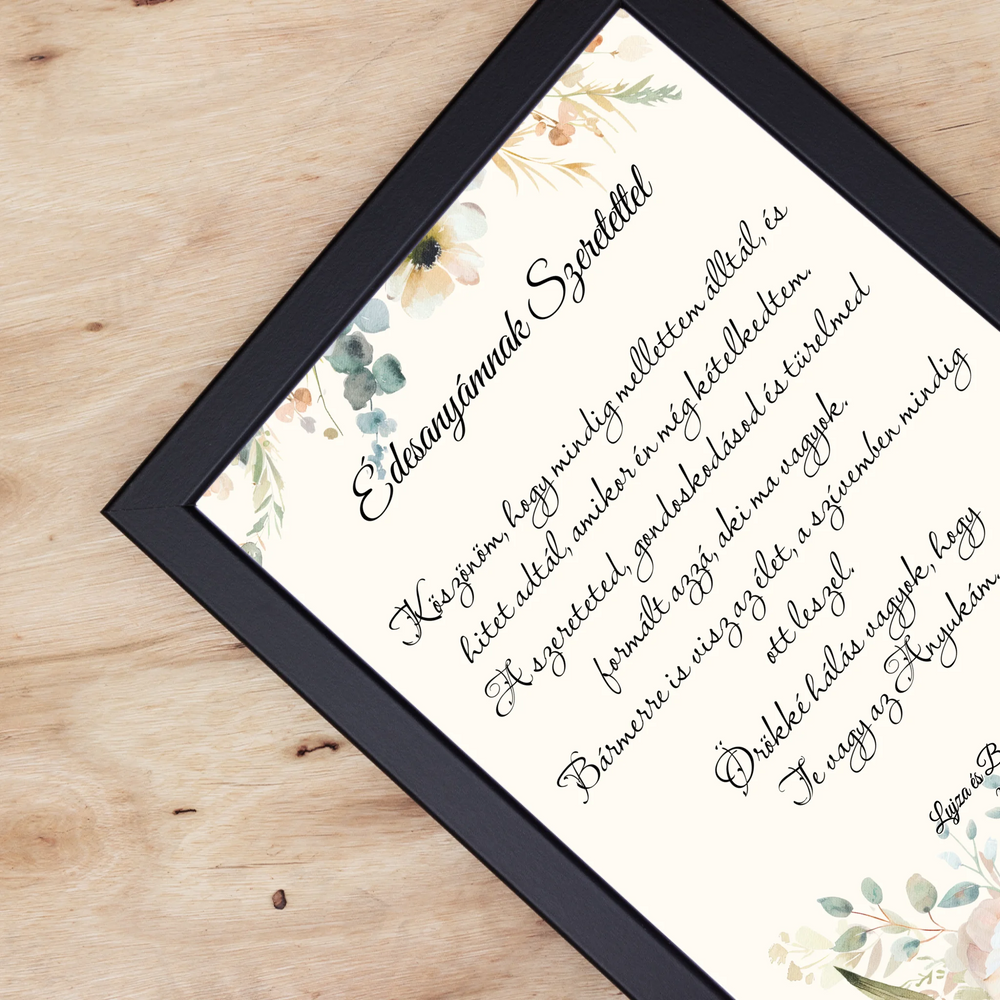 Édesanyámnak Szeretettel falikép - egyedi feliratos esküvői köszönőajándék Anyukáknak