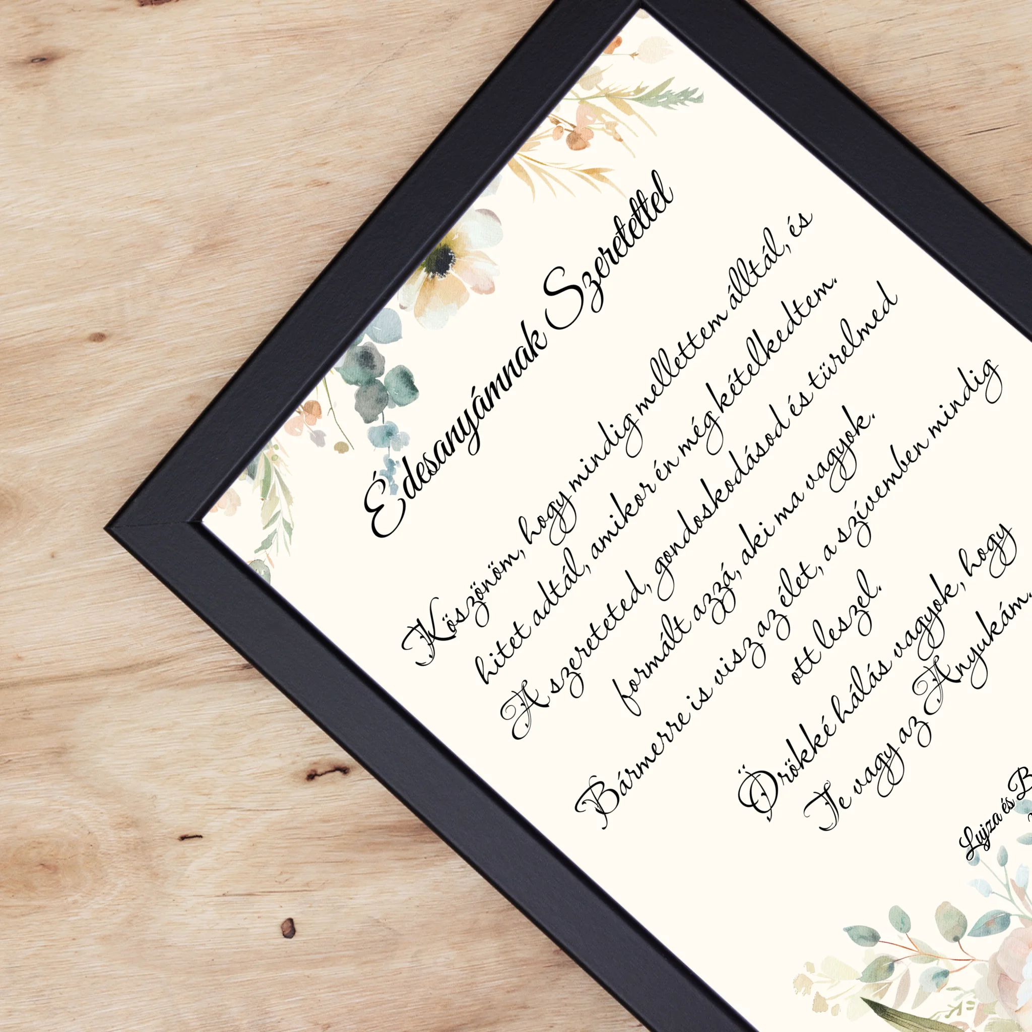 Édesanyámnak Szeretettel falikép - egyedi feliratos esküvői köszönőajándék Anyukáknak