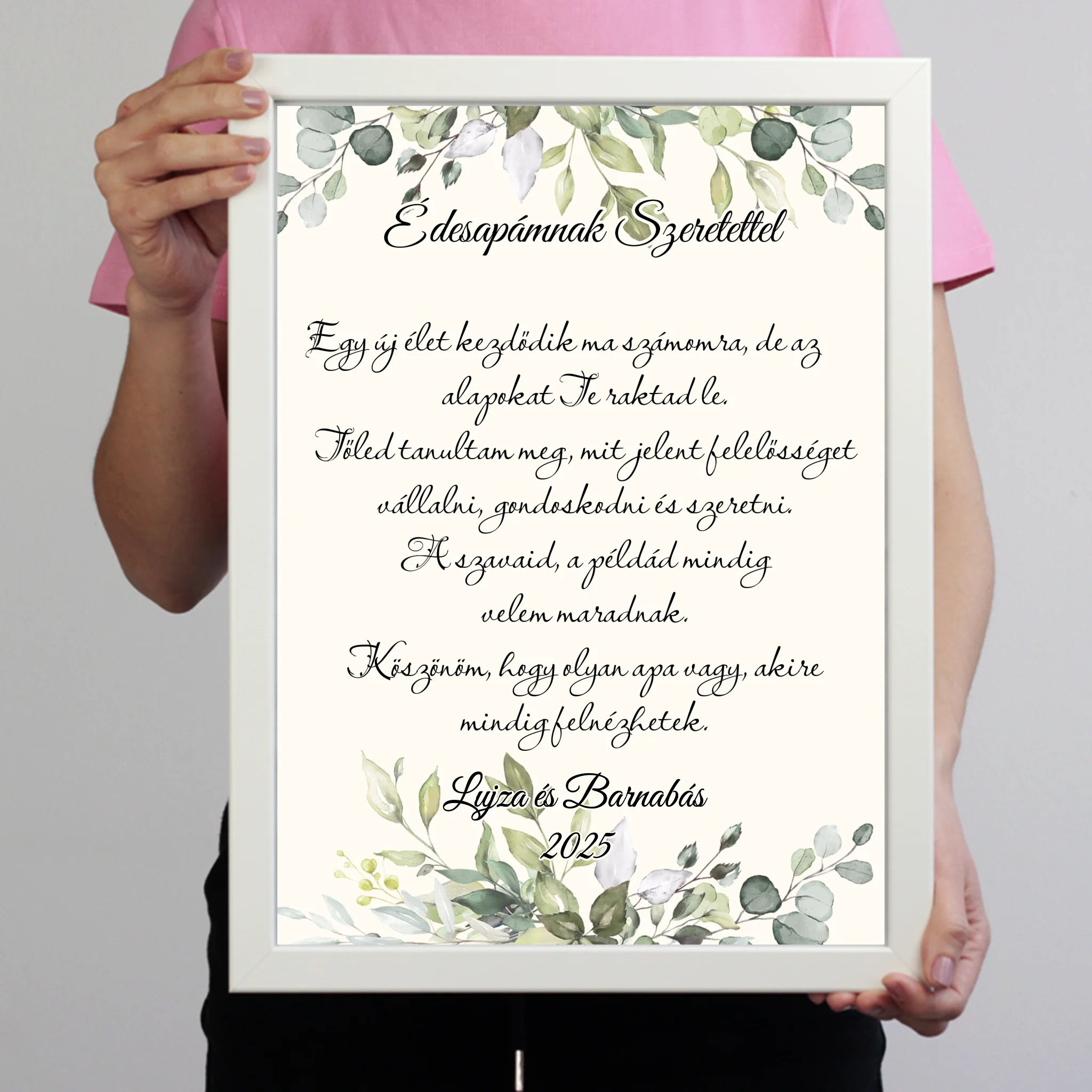 Édesapámnak Szeretettel falikép - egyedi feliratos esküvői köszönőajándék Apukáknak