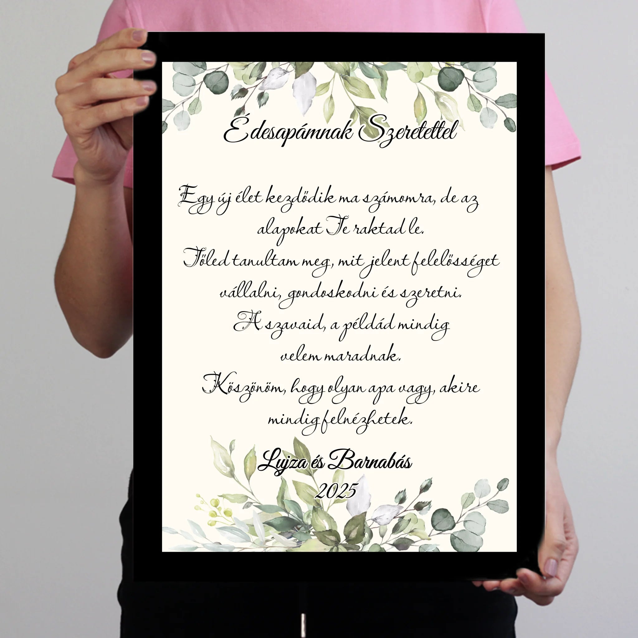 Édesapámnak Szeretettel falikép - egyedi feliratos esküvői köszönőajándék Apukáknak