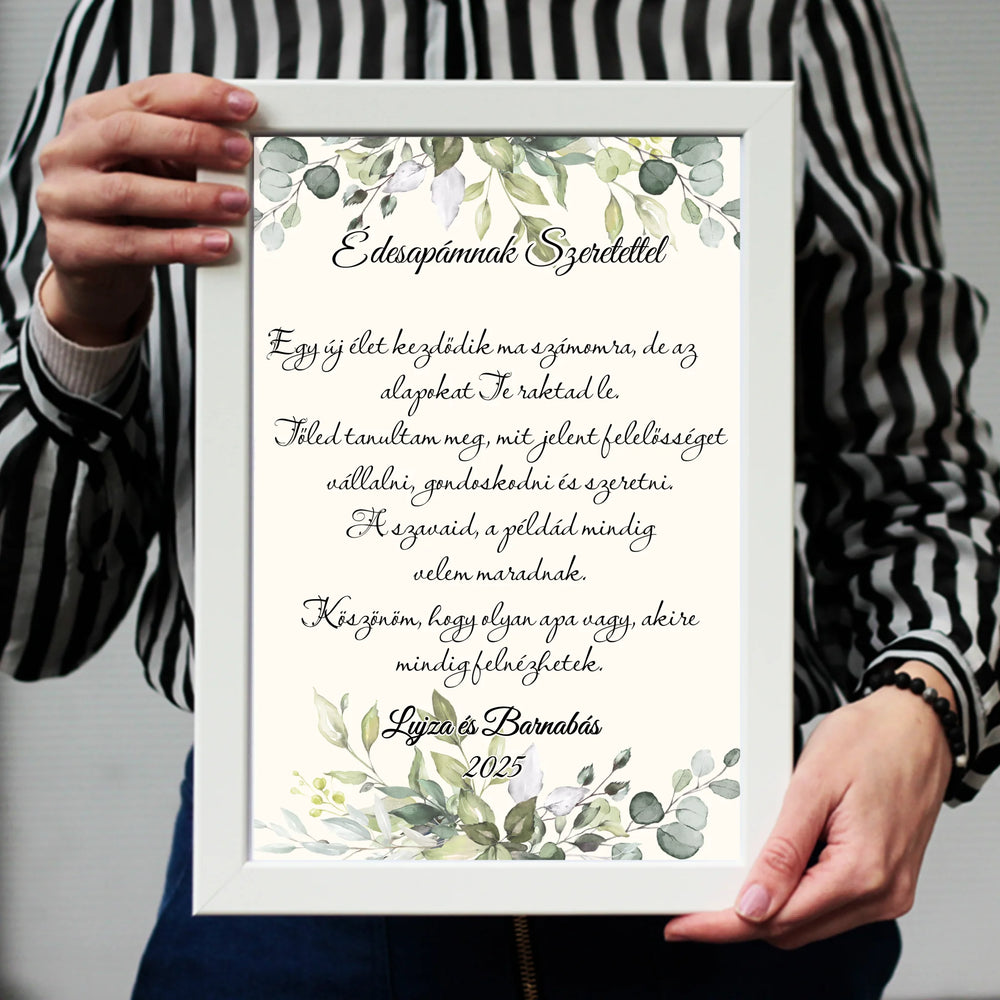 Édesapámnak Szeretettel falikép - egyedi feliratos esküvői köszönőajándék Apukáknak