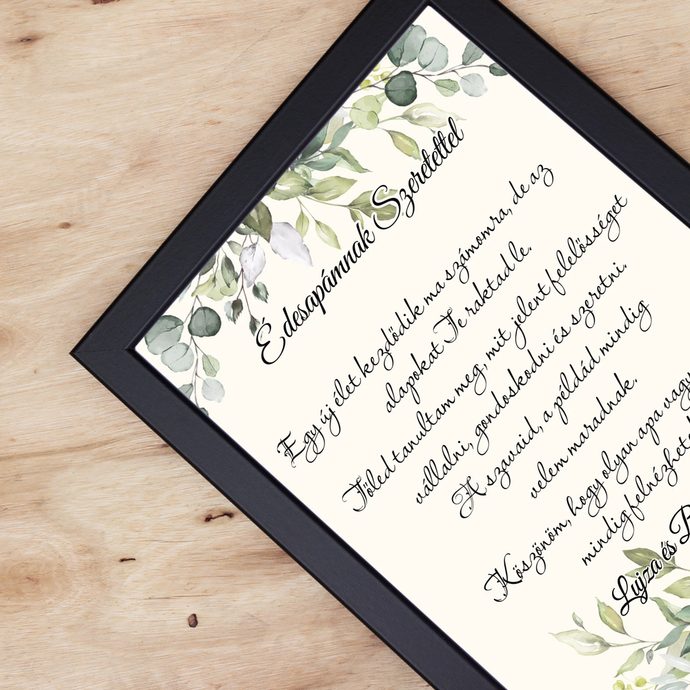 Édesapámnak Szeretettel falikép - egyedi feliratos esküvői köszönőajándék Apukáknak