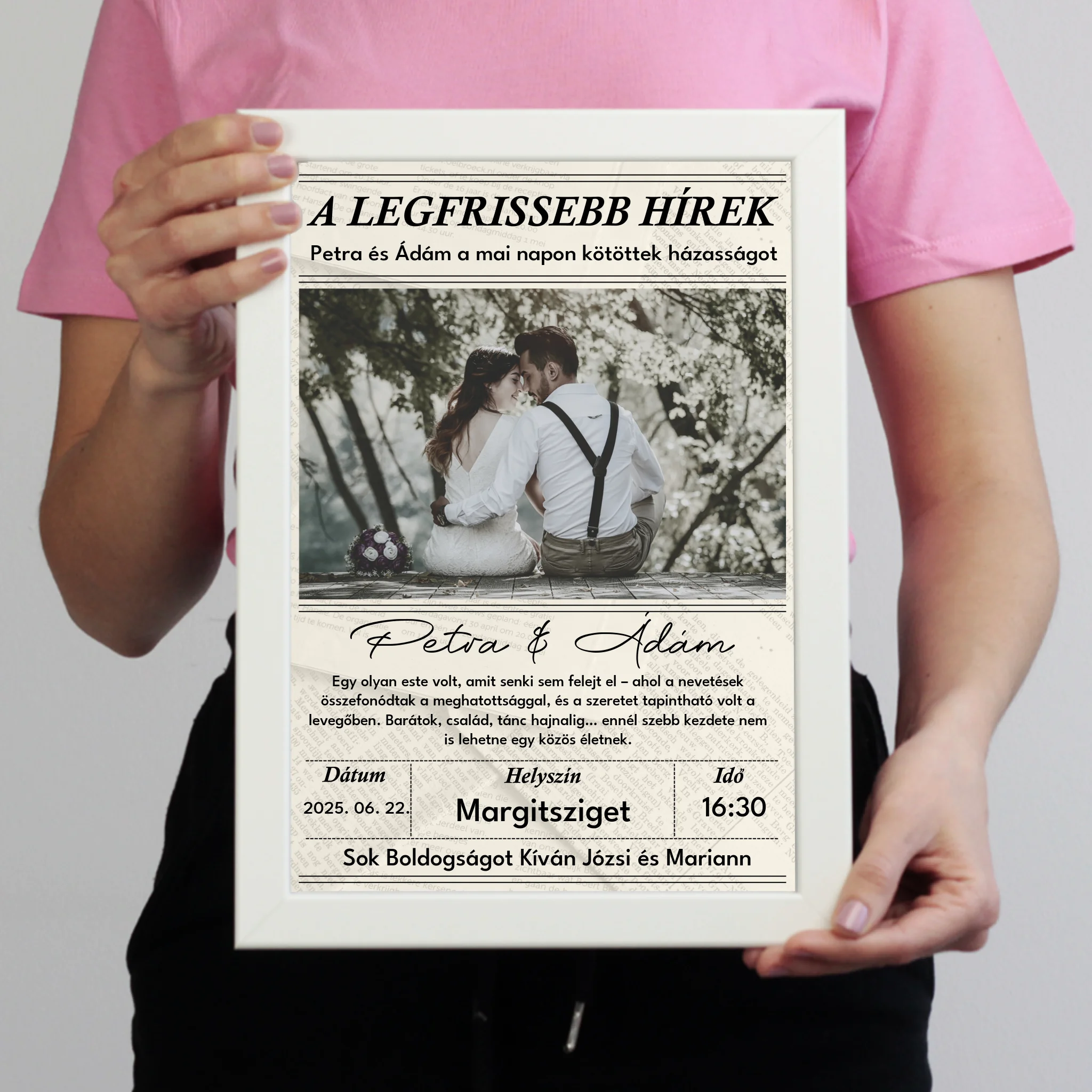 Egyedi képes ajándék - Személyre szabható jelképes esküvői ajándék falikép